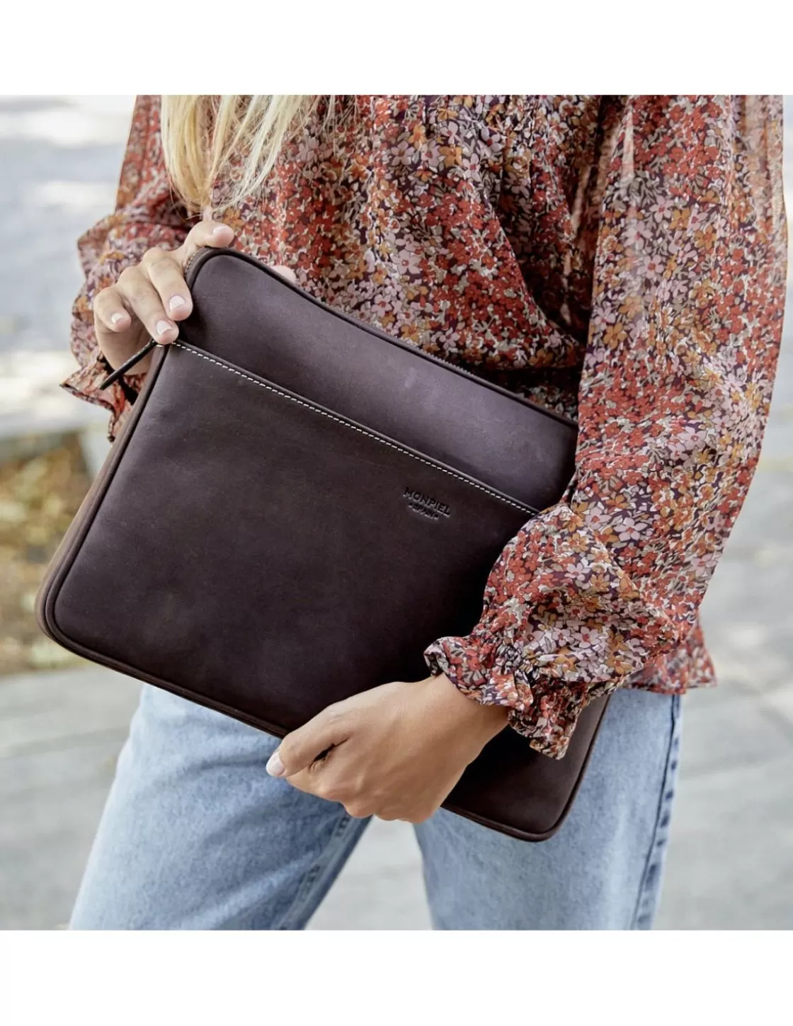 MONPIEL Other Accessories^15" Leather Laptop Sleeve Brown