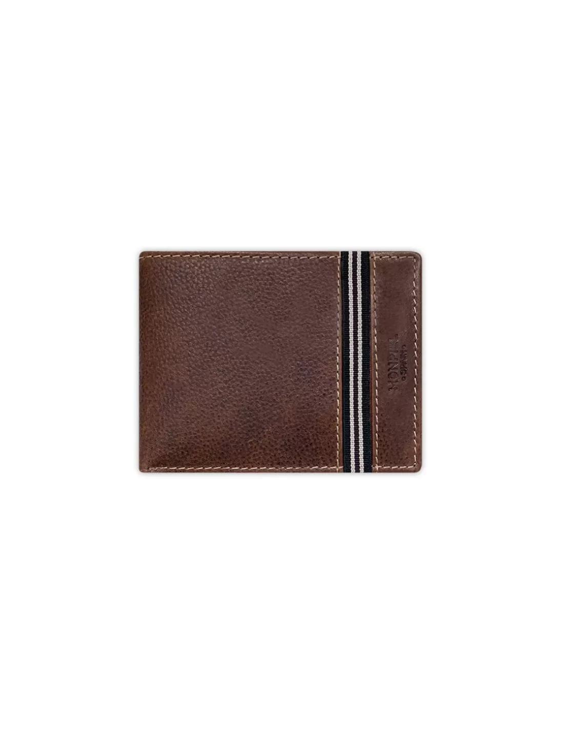 MONPIEL Men'S Leather Wallets^American Billfold With Rubber Coin Purse Brown