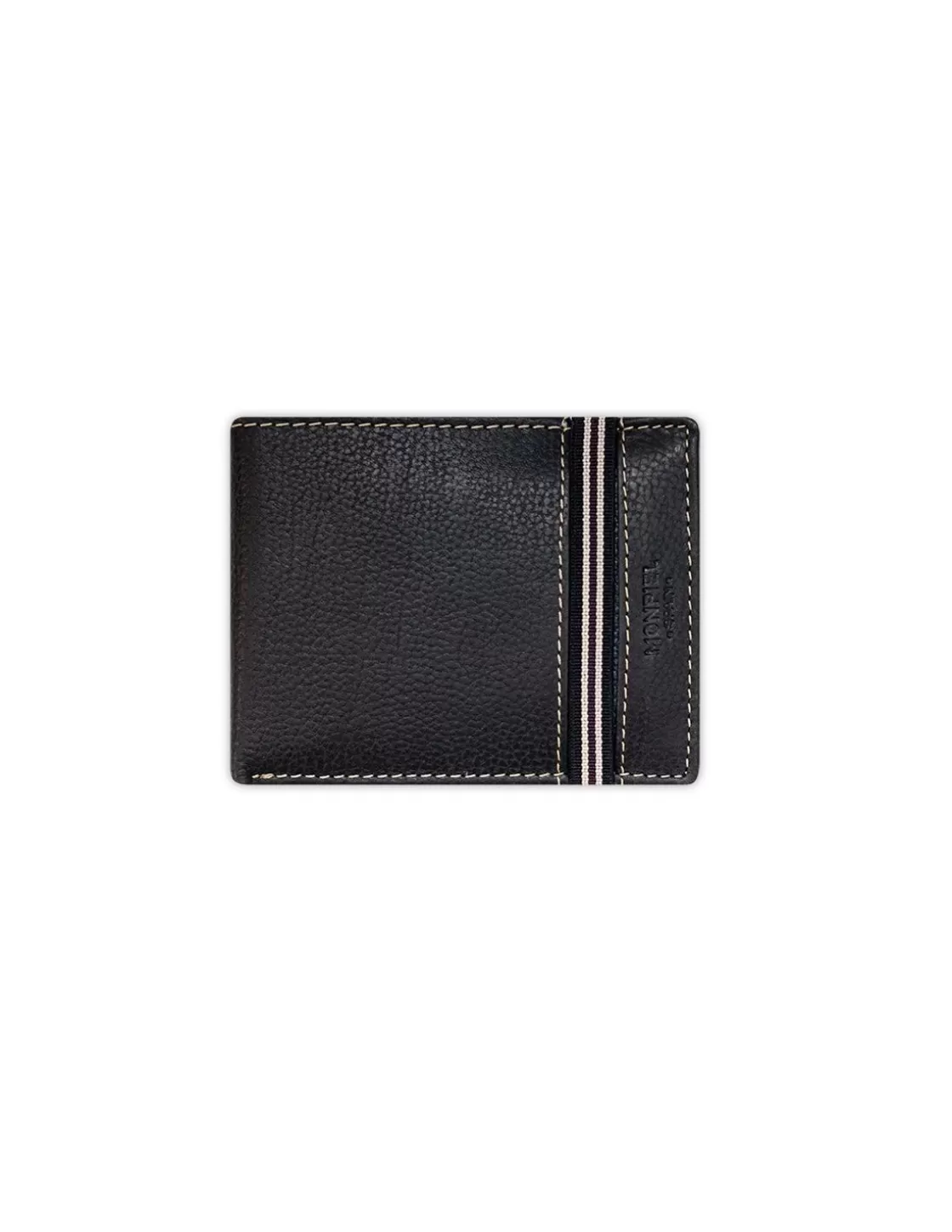 MONPIEL Men'S Leather Wallets^American Billfold With Rubber Coin Purse Black
