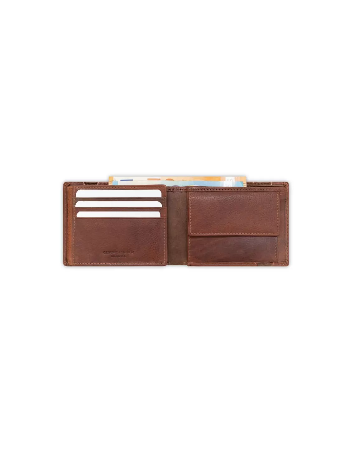 MONPIEL Men'S Leather Wallets^American Billfold With Rubber Coin Purse Havana
