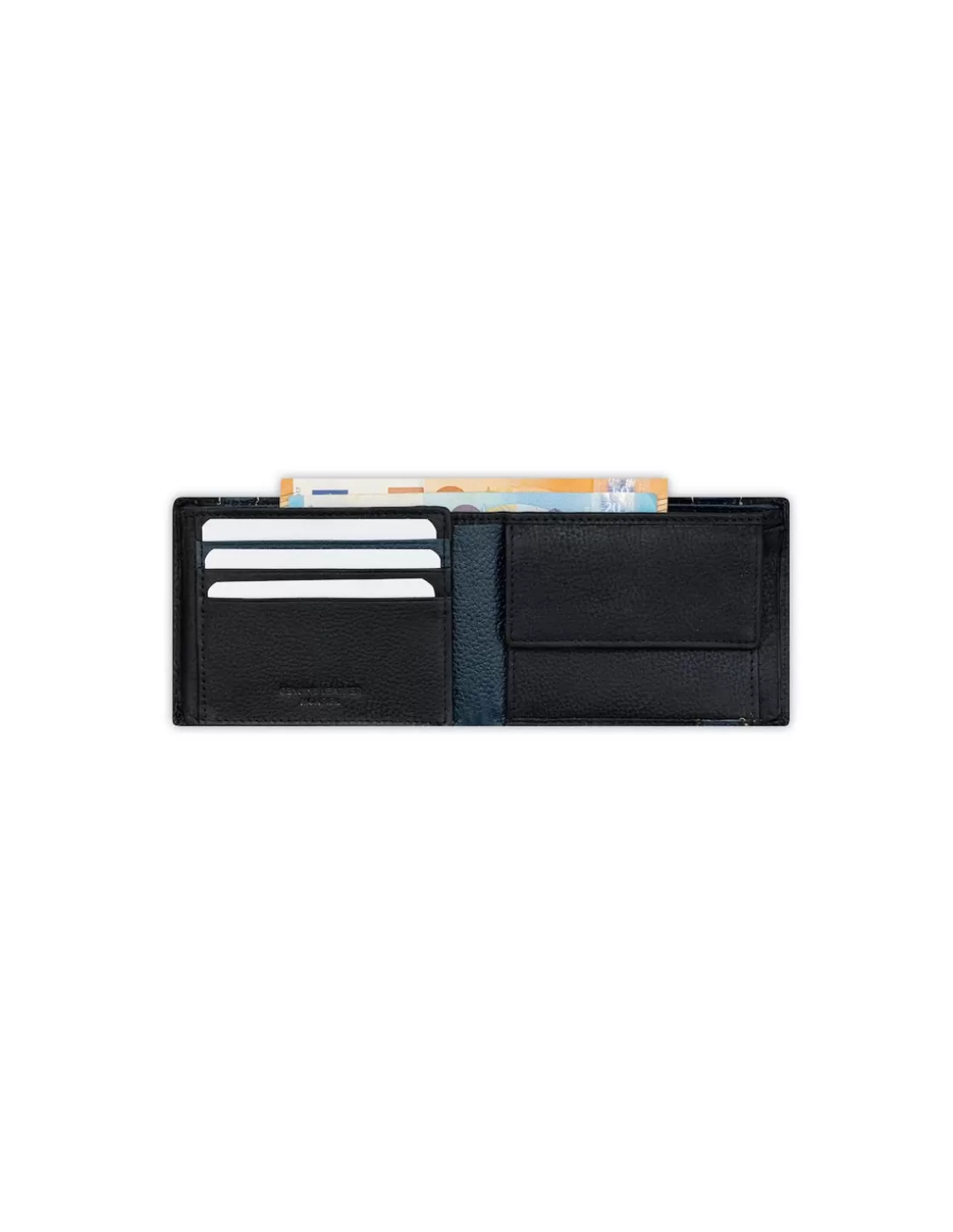 MONPIEL Men'S Leather Wallets^American Billfold With Rubber Coin Purse Black
