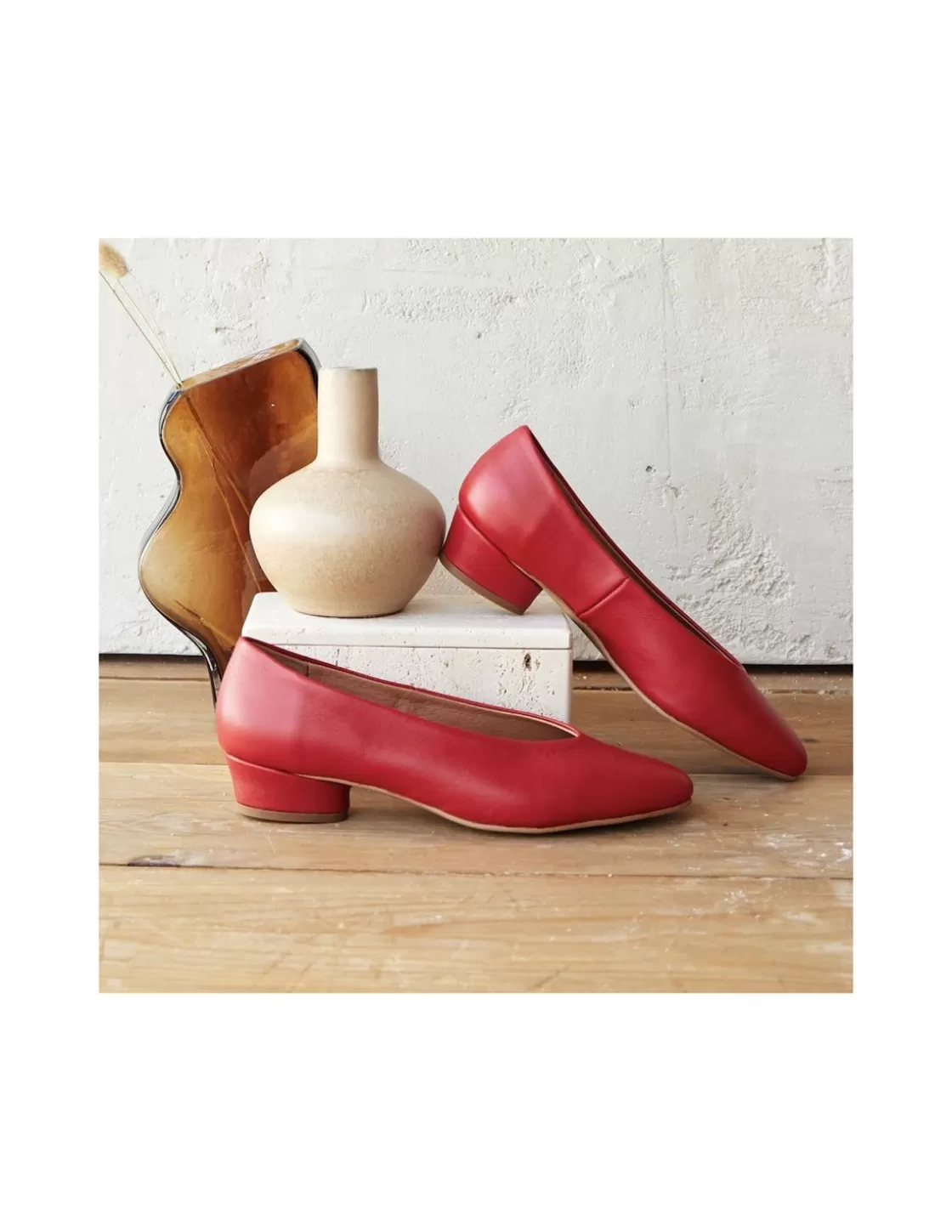 MONPIEL Ballet Flats Woman^Ballerina Shoe With Heel Amelie Red