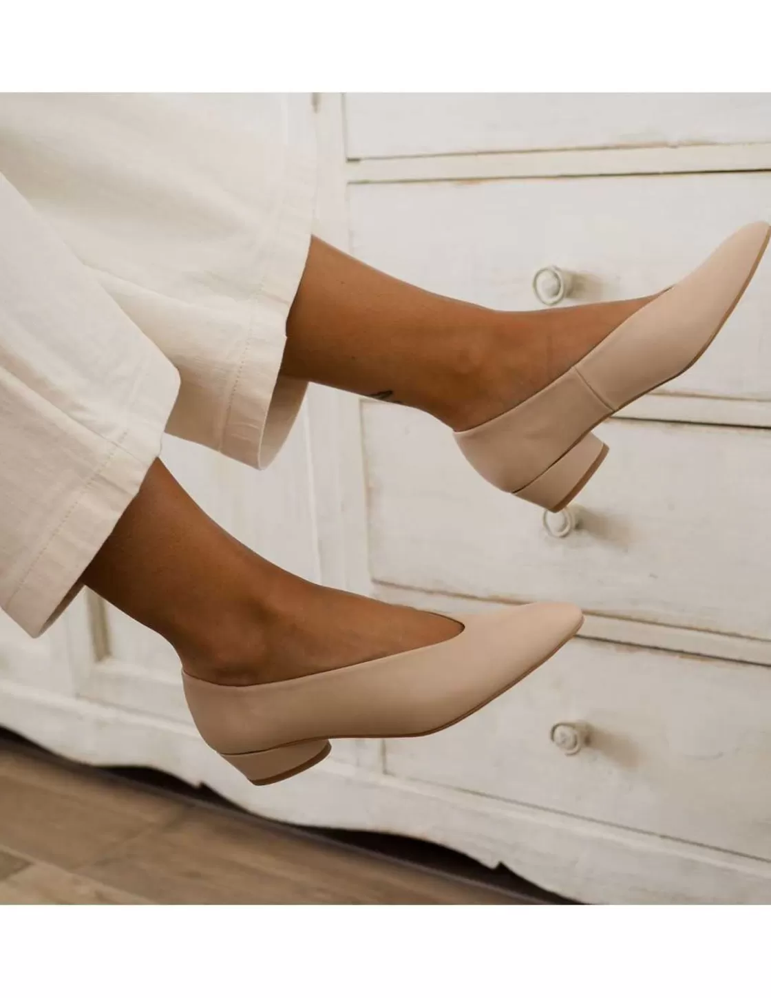 MONPIEL Ballet Flats Woman^Ballerina Shoe With Heel Amelie Beige