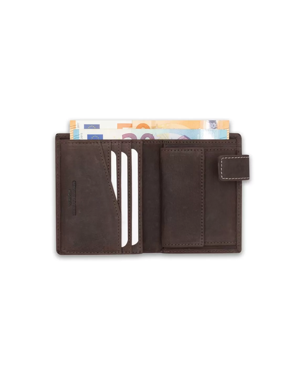 MONPIEL Men'S Leather Wallets^Banknote With Brooch And Wallet Patch With Logo Brown