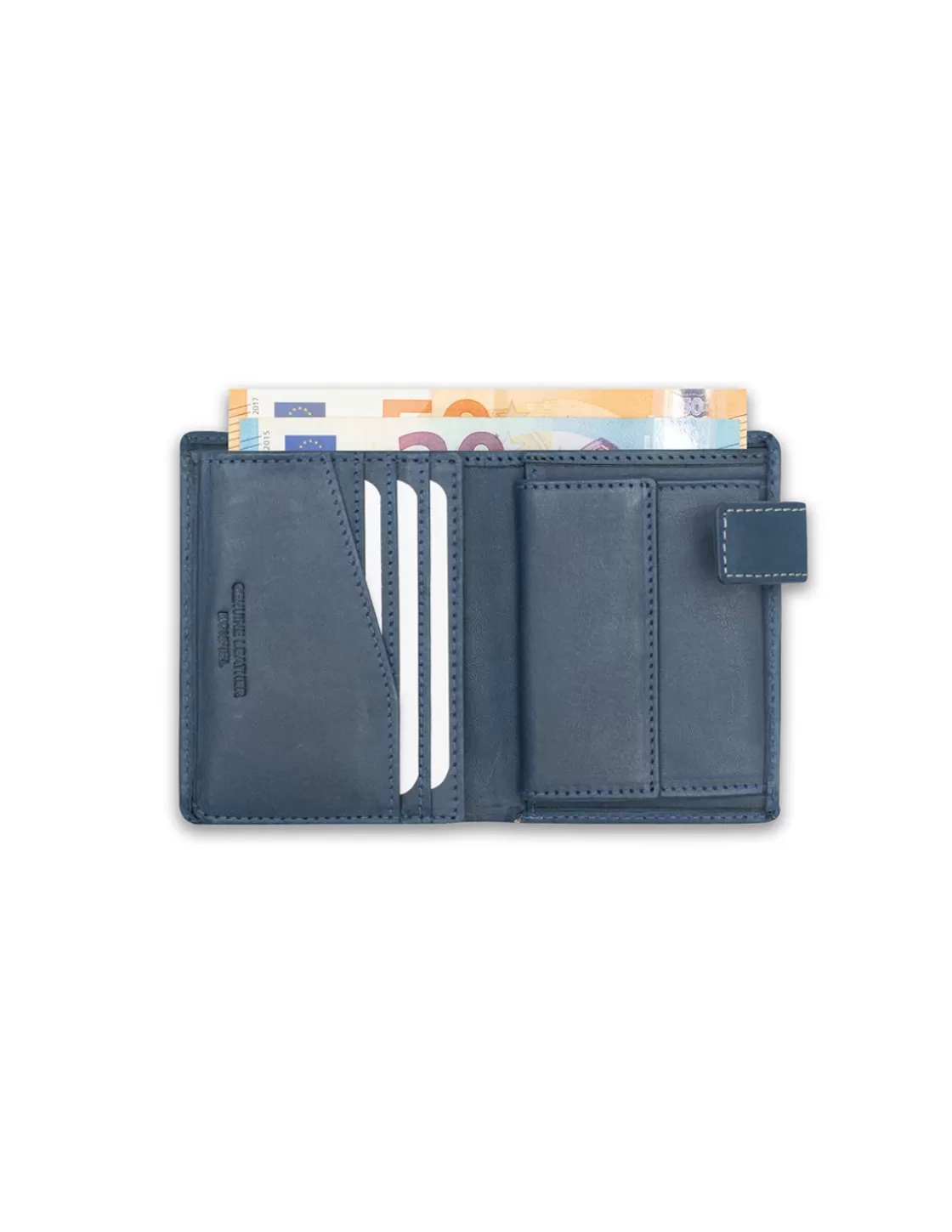 MONPIEL Men'S Leather Wallets^Banknote With Brooch And Wallet Patch With Logo Blue