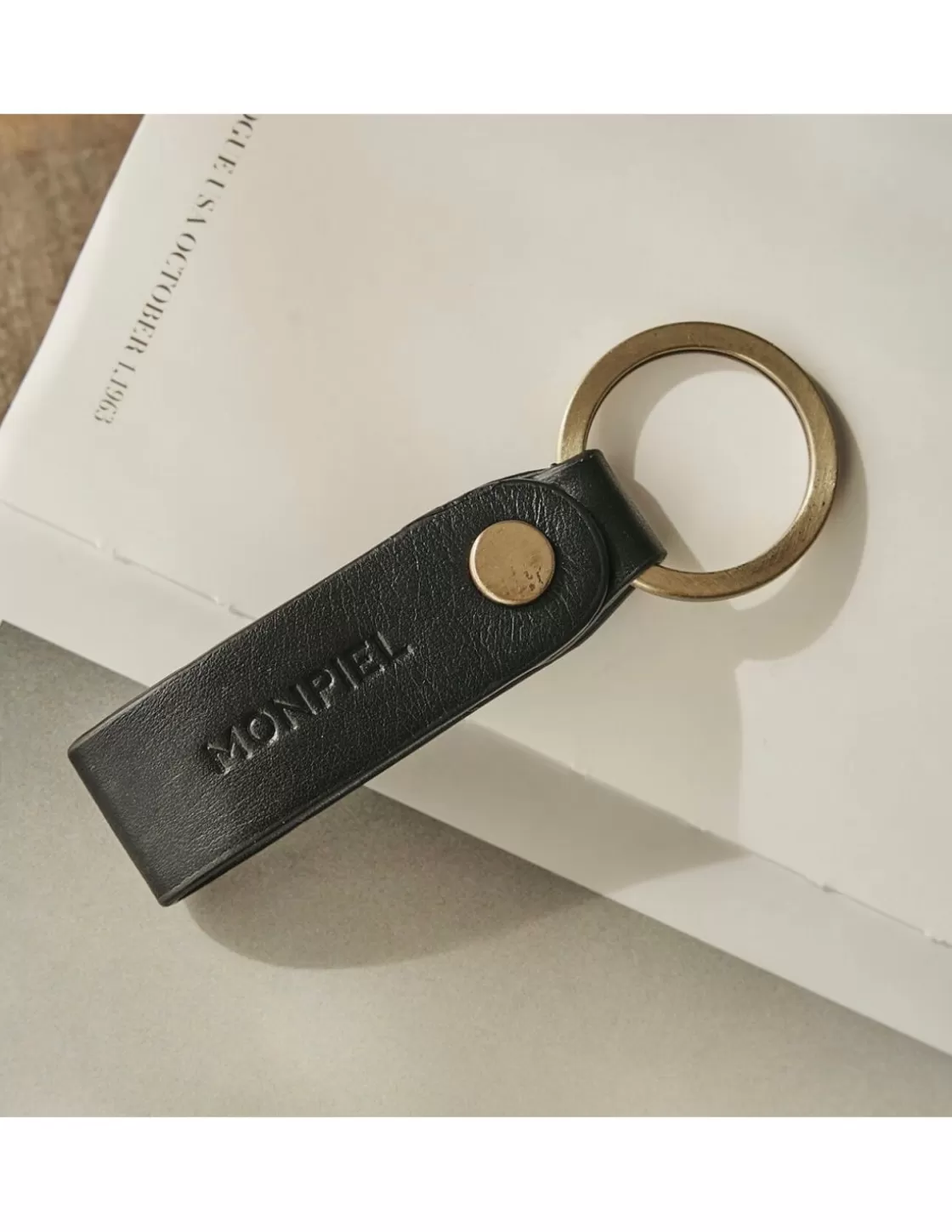 MONPIEL Men'S Leather Keyrings^Bicolor Pocket Keychain Black