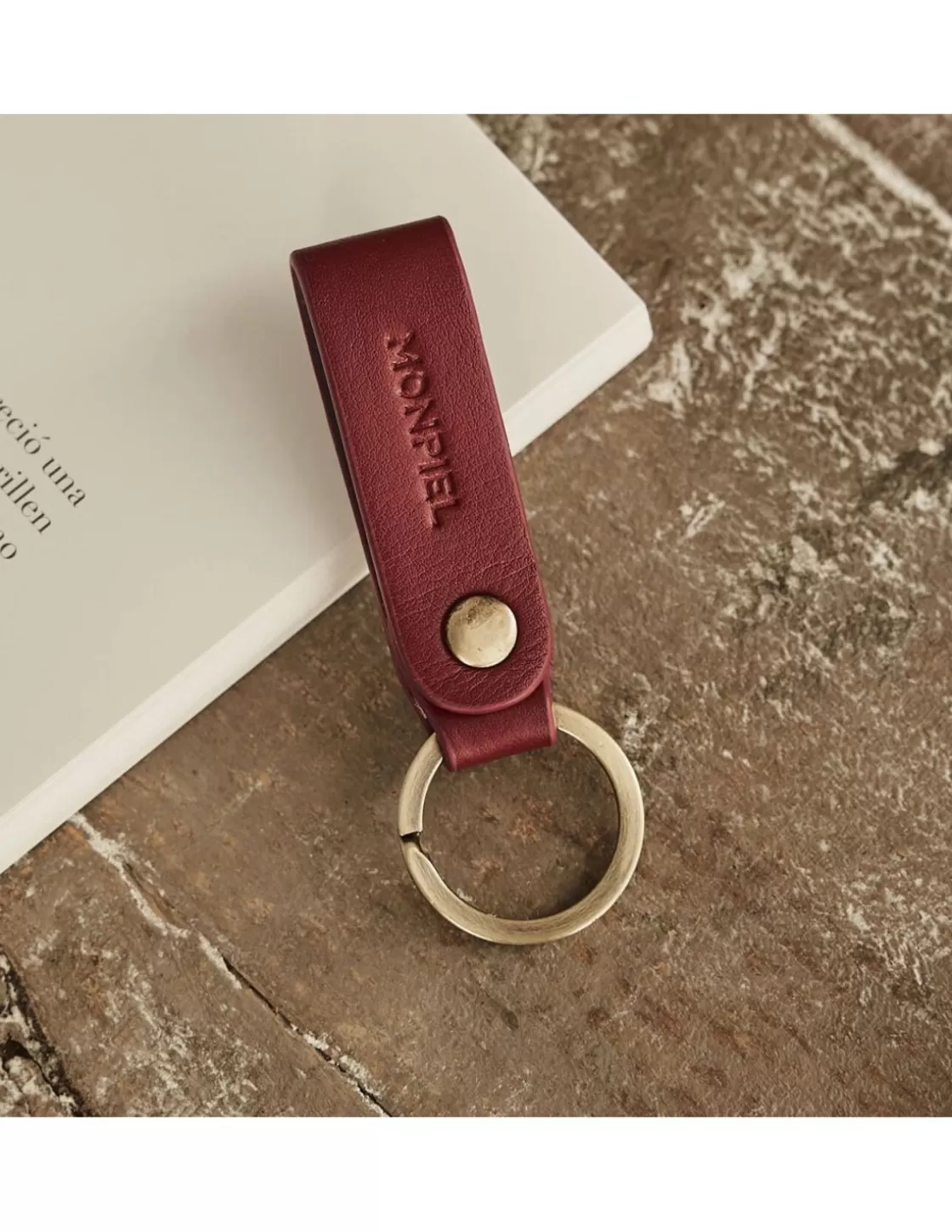 MONPIEL Men'S Leather Keyrings^Bicolor Pocket Keychain Burgundy