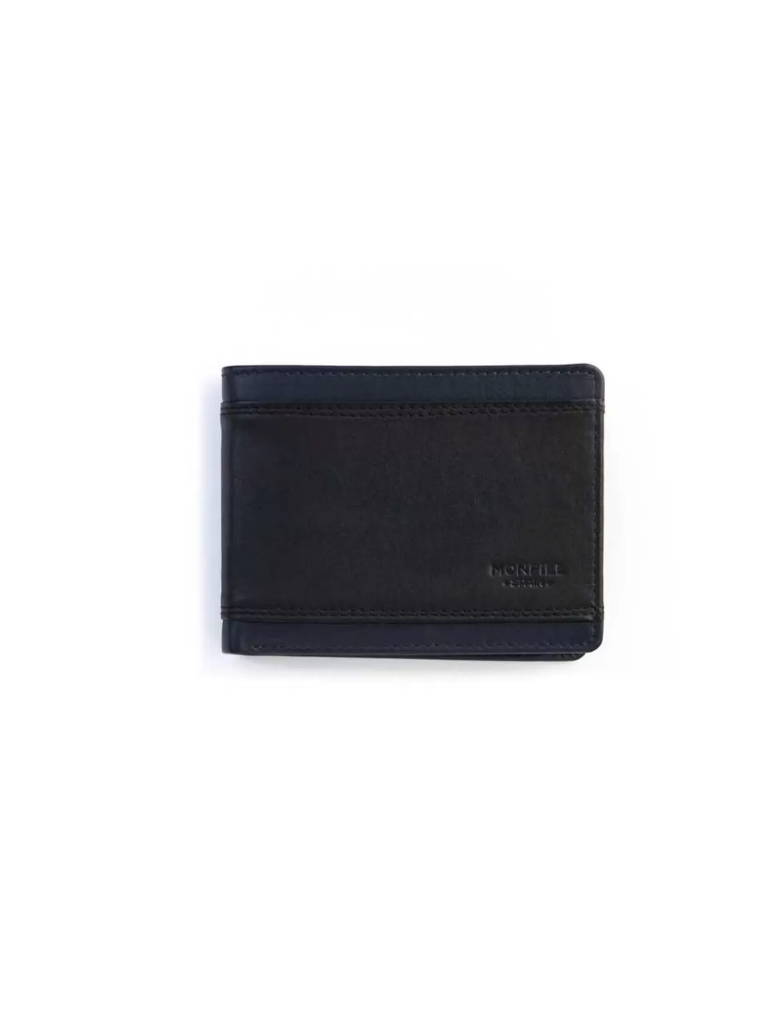 MONPIEL Men'S Leather Wallets^Bifold Leather Wallet With Extra Purse And Card Holder Lago Black