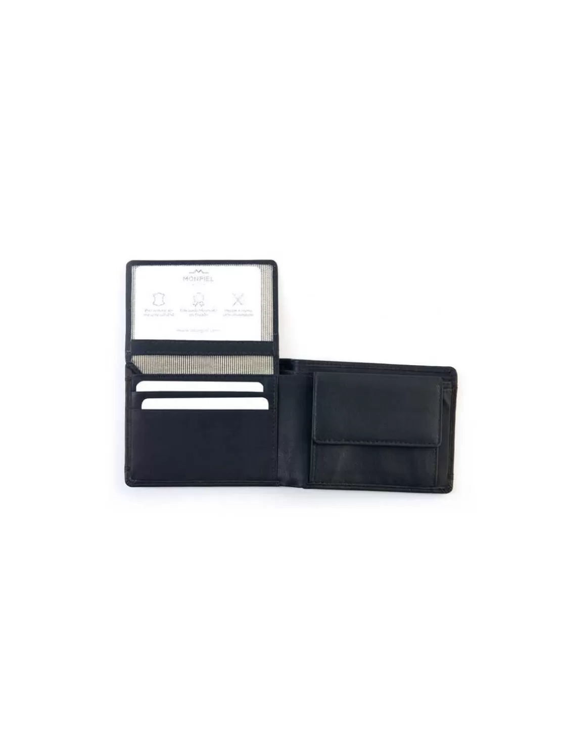 MONPIEL Men'S Leather Wallets^Bifold Leather Wallet With Extra Purse And Card Holder Lago Black