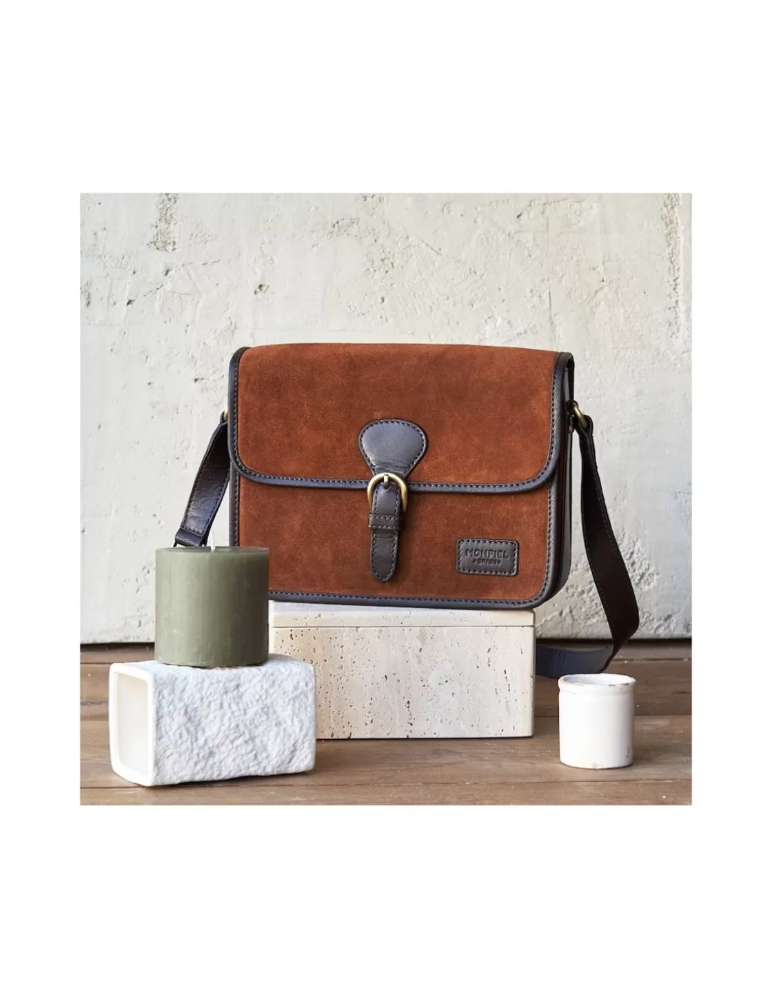 MONPIEL Women'S Leather Bag^Buckle Satchel Bag Tan Suede