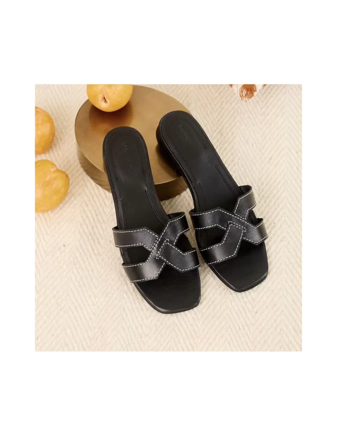 MONPIEL Women Leather Sandals^Carmina Slide Sandal Black
