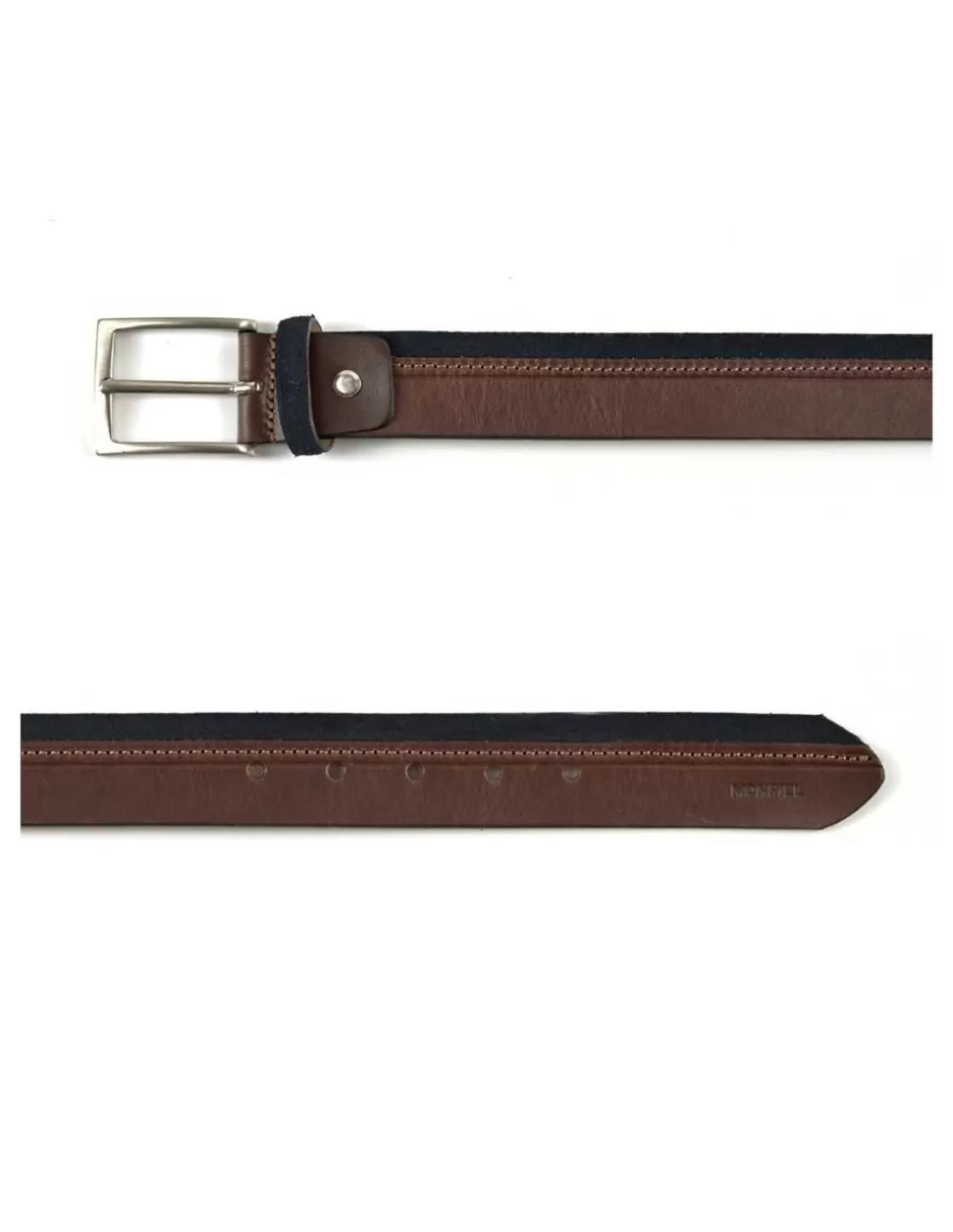 MONPIEL Men'S Leather Belts^Cowhide And Suede Leather Belt Navy