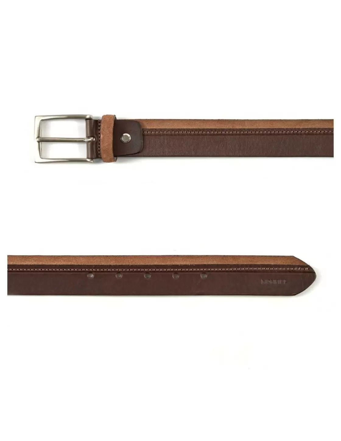 MONPIEL Men'S Leather Belts^Cowhide And Suede Leather Belt Havana