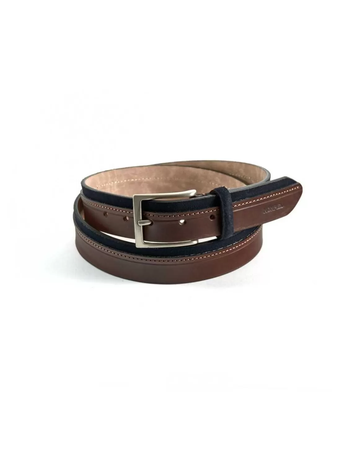 MONPIEL Men'S Leather Belts^Cowhide And Suede Leather Belt Navy
