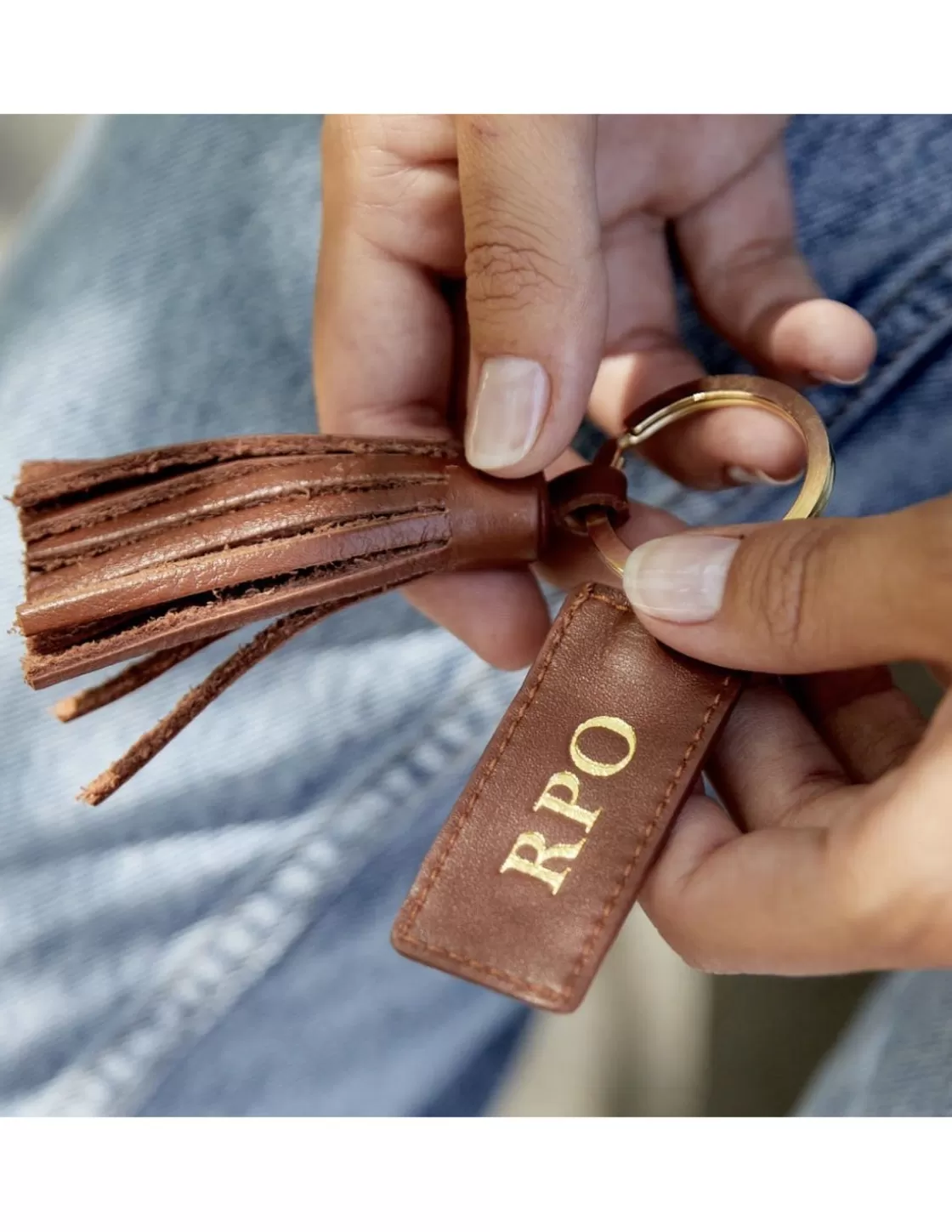MONPIEL Leather Woman Key Chain^Customizable Tassel Keychain Leather