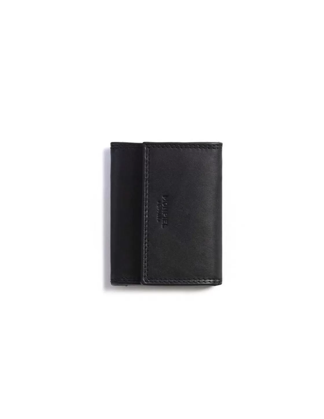 MONPIEL Men'S Leather Wallets^Double Stitching Wallet Small With Coin Pocket Sky Black