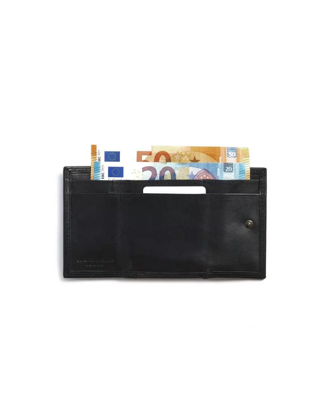 MONPIEL Men'S Leather Wallets^Double Stitching Wallet Small With Coin Pocket Sky Black