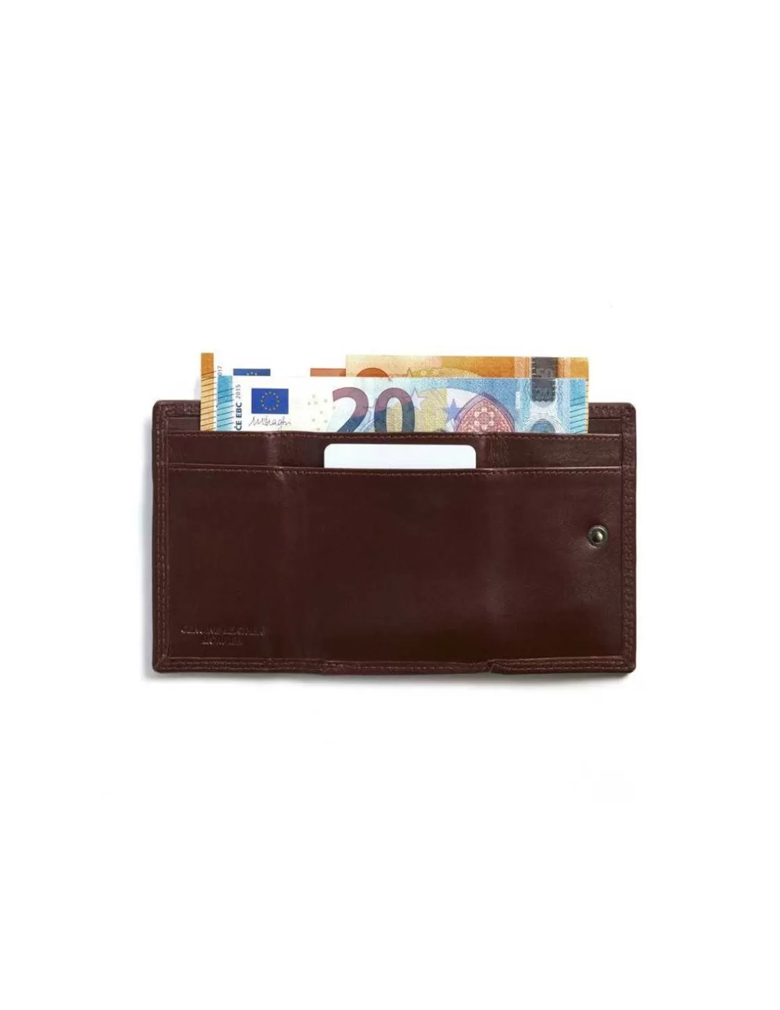 MONPIEL Men'S Leather Wallets^Double Stitching Wallet Small With Coin Pocket Sky Brown