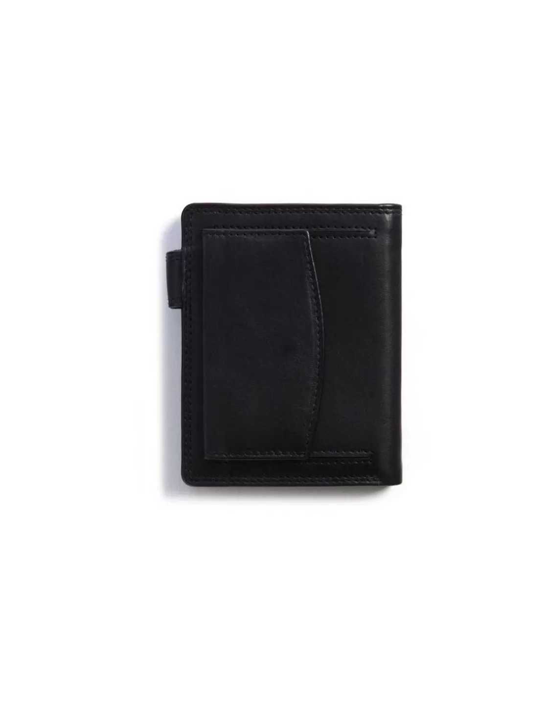 MONPIEL Men'S Leather Wallets^Double Stitching Wallet With Clasp And Back Coin Pocket Sky Black