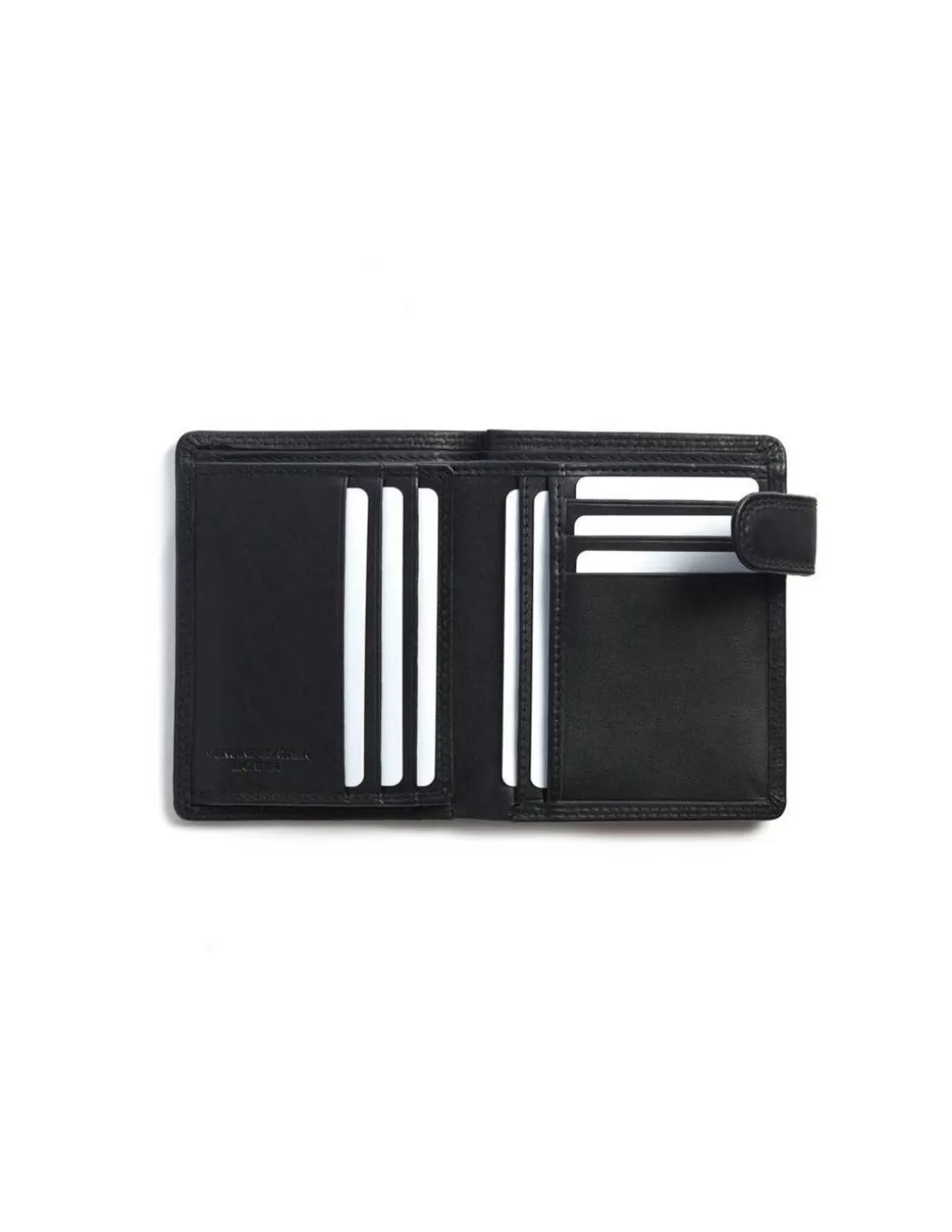MONPIEL Men'S Leather Wallets^Double Stitching Wallet With Clasp And Back Coin Pocket Sky Black