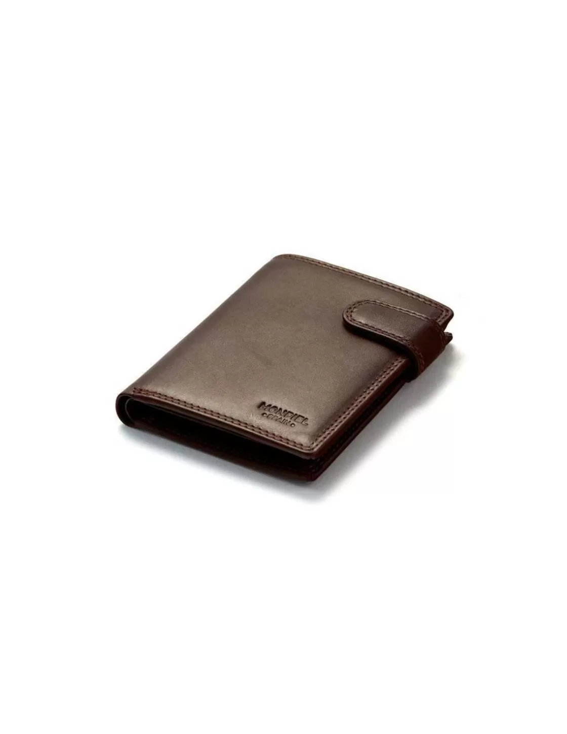 MONPIEL Men'S Leather Wallets^Double Stitching Wallet With Clasp And Back Coin Pocket Sky Brown