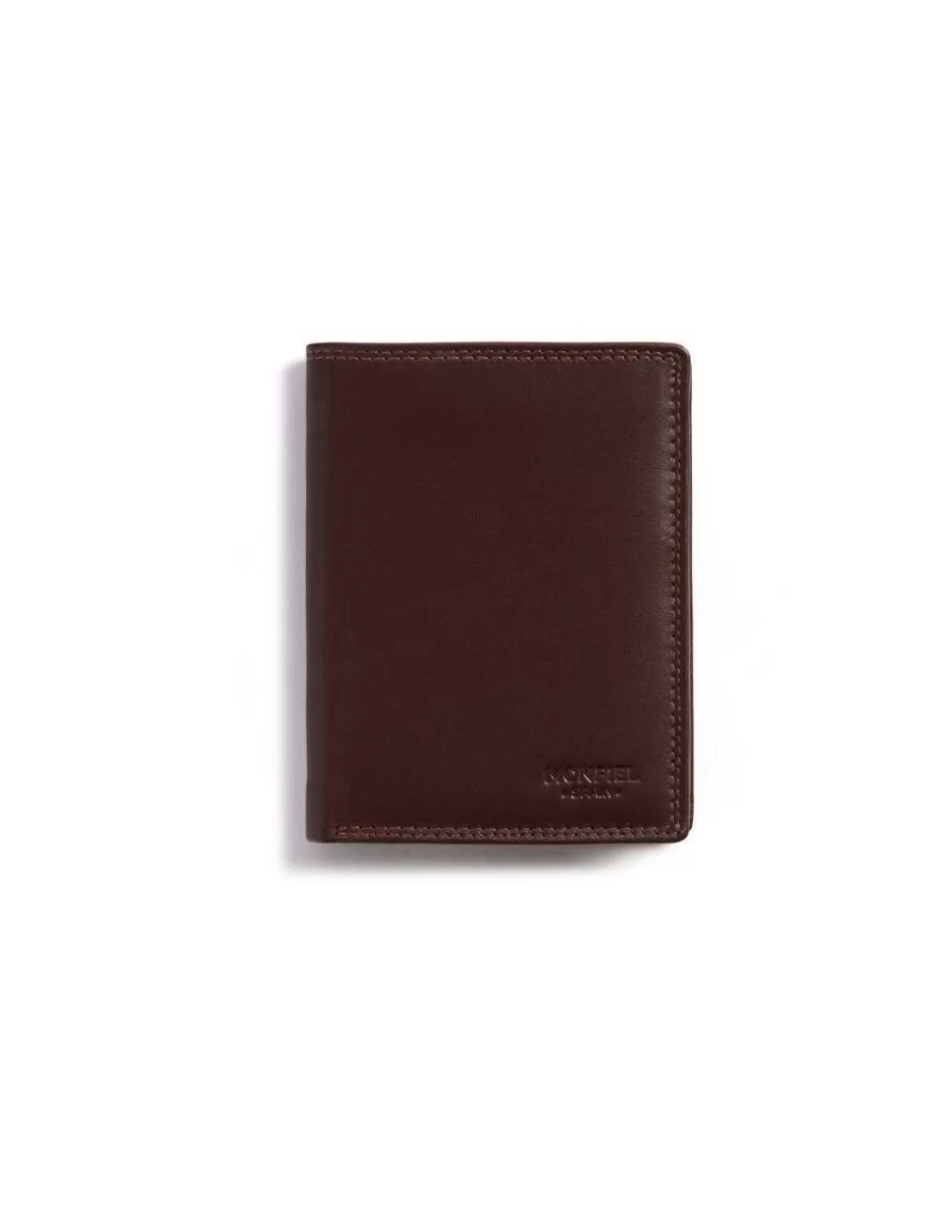MONPIEL Men'S Leather Wallets^Double Stitching Wallet With Interior Coin Pocket Sky Brown