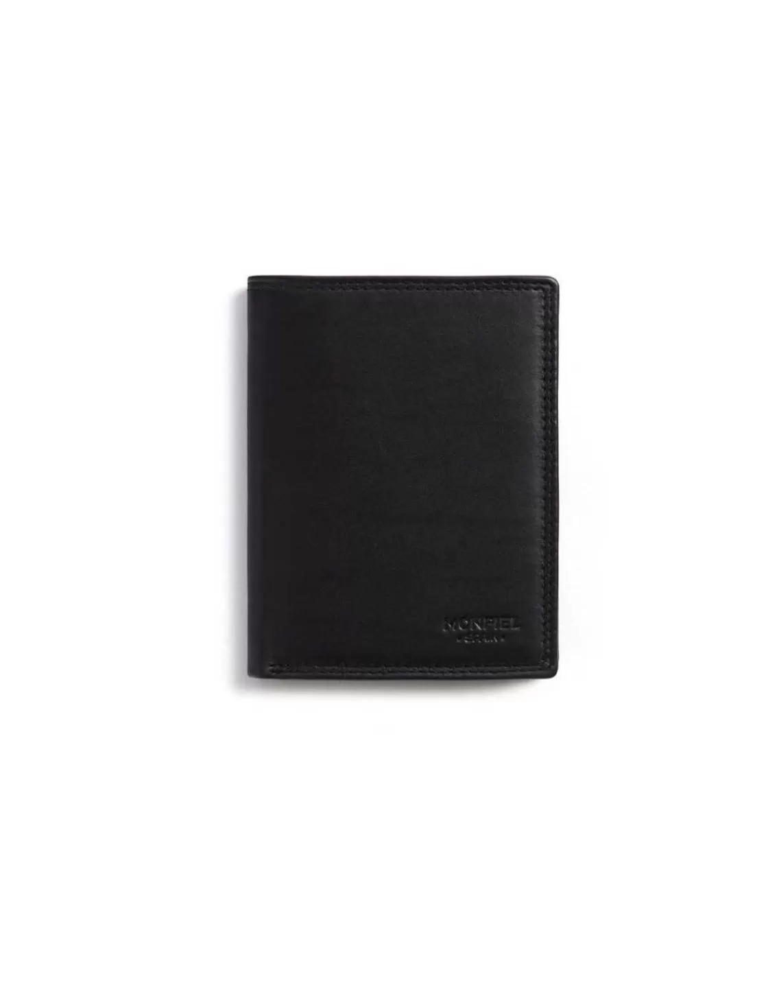 MONPIEL Men'S Leather Wallets^Double Stitching Wallet With Interior Coin Pocket Sky Black