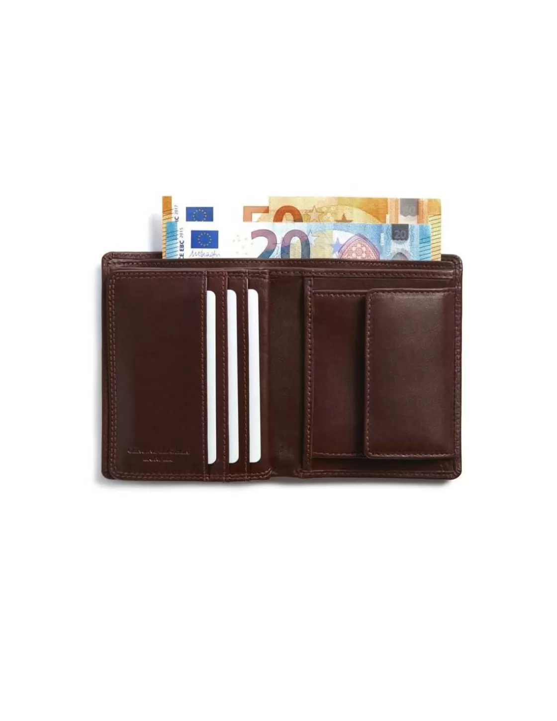 MONPIEL Men'S Leather Wallets^Double Stitching Wallet With Interior Coin Pocket Sky Brown