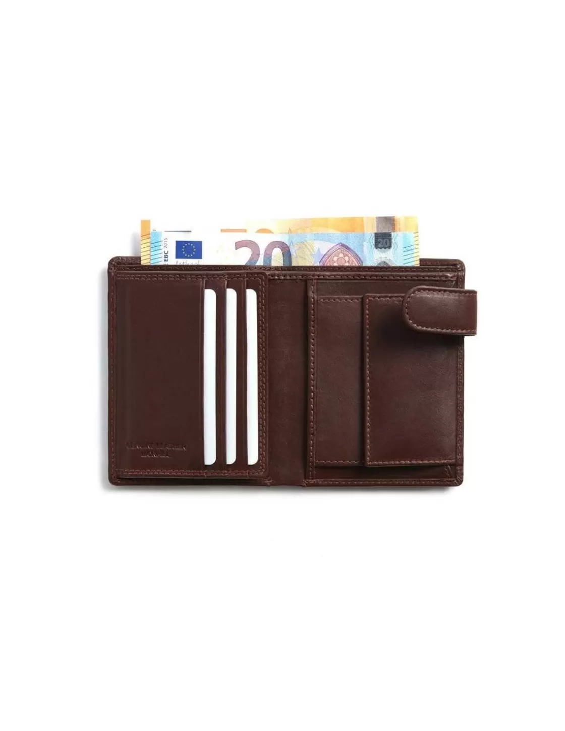 MONPIEL Men'S Leather Wallets^Double-Stitched Wallet With Loop And Coin Pocket Sky Brown