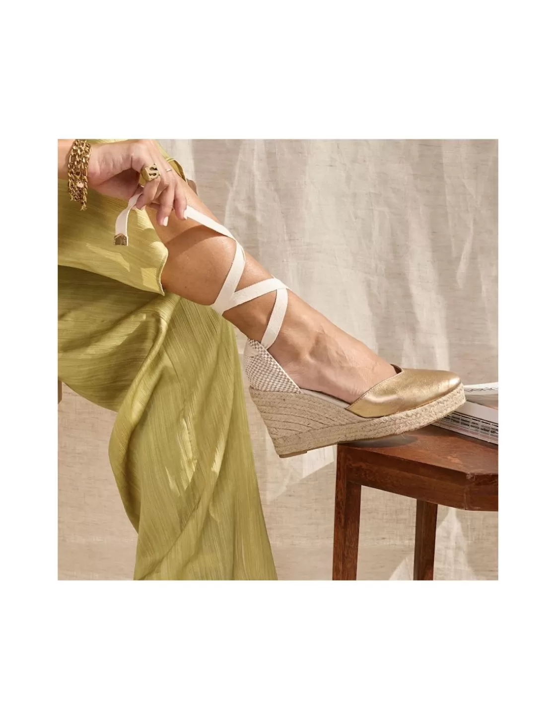MONPIEL Espadrille^Elba Wedge Espadrille Gold