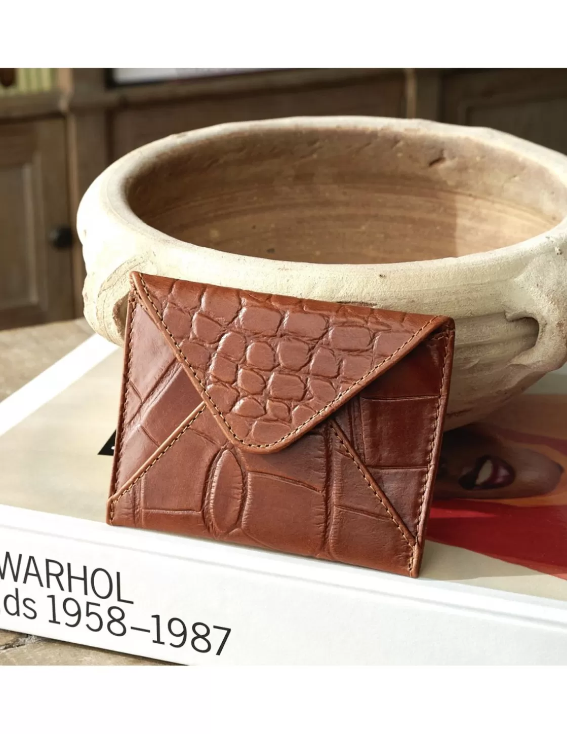 MONPIEL Leather Women Purses^Envelop Card Holder Leather