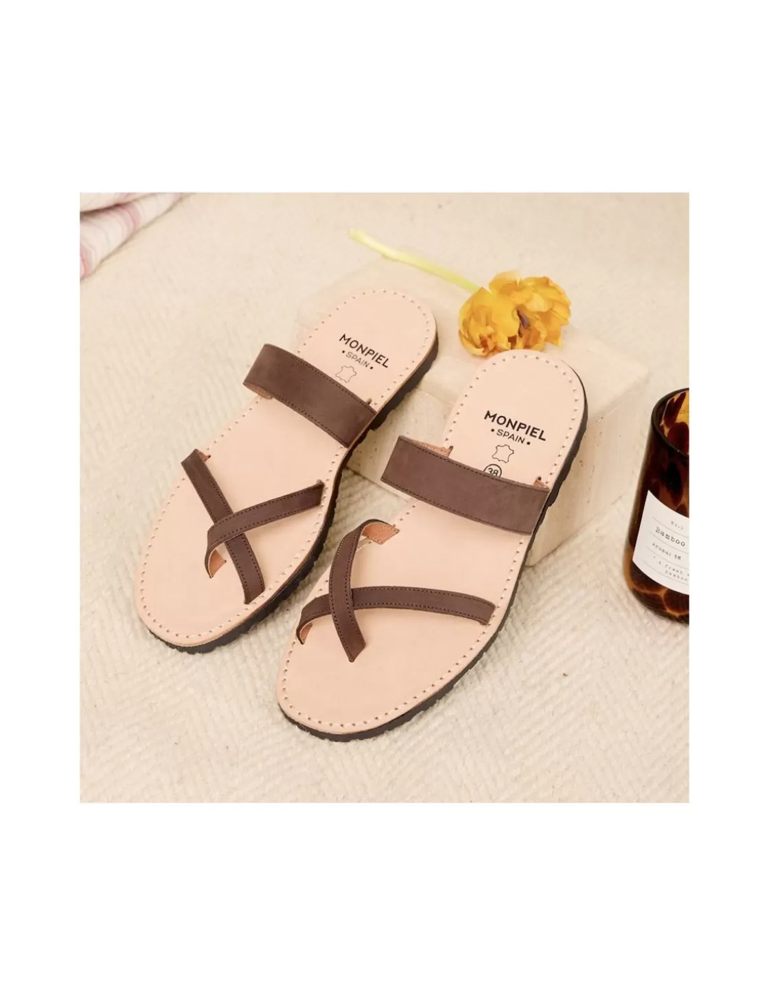 MONPIEL Women Leather Sandals^Greek Leather Sandal Santorini Brown