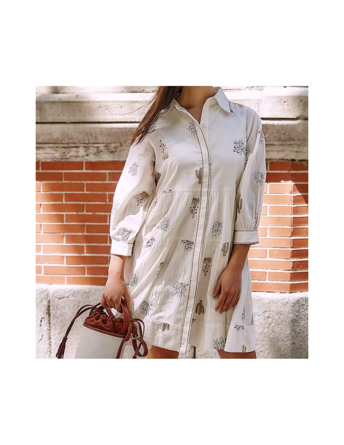 MONPIEL Dresses And Jumpsuits^Hand-Embroidered Cactus Dress Bone