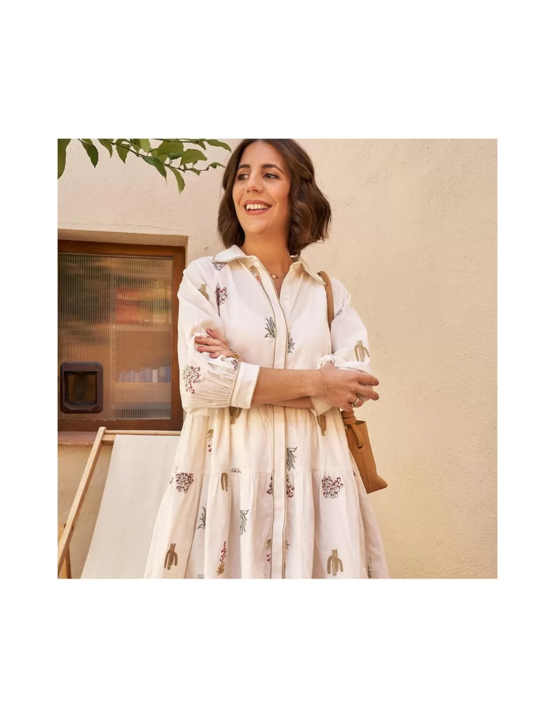 MONPIEL Dresses And Jumpsuits^Hand-Embroidered Cactus Dress Bone