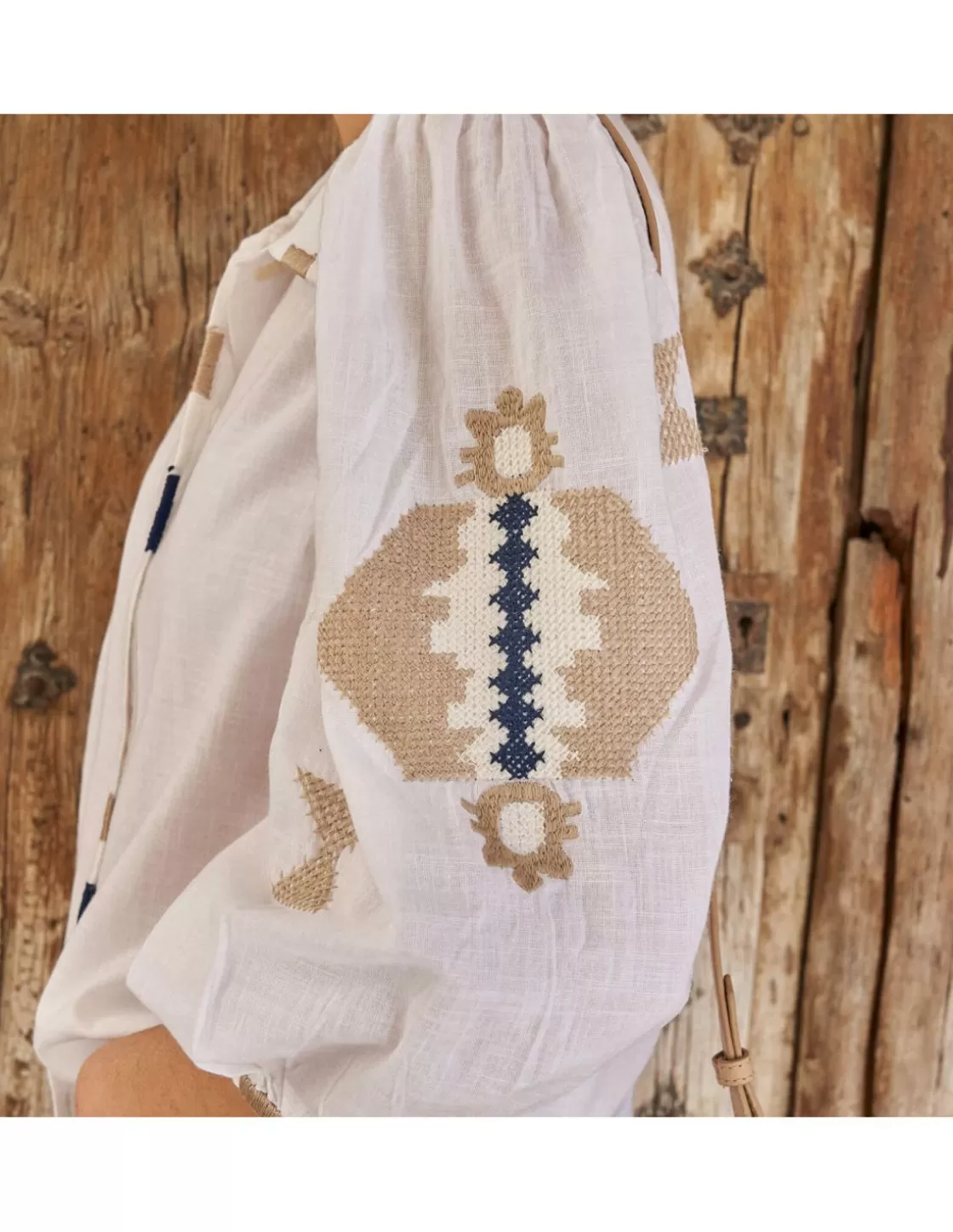 MONPIEL Shirts And Blouses^Hand-Embroidered Ethnic Shirt White