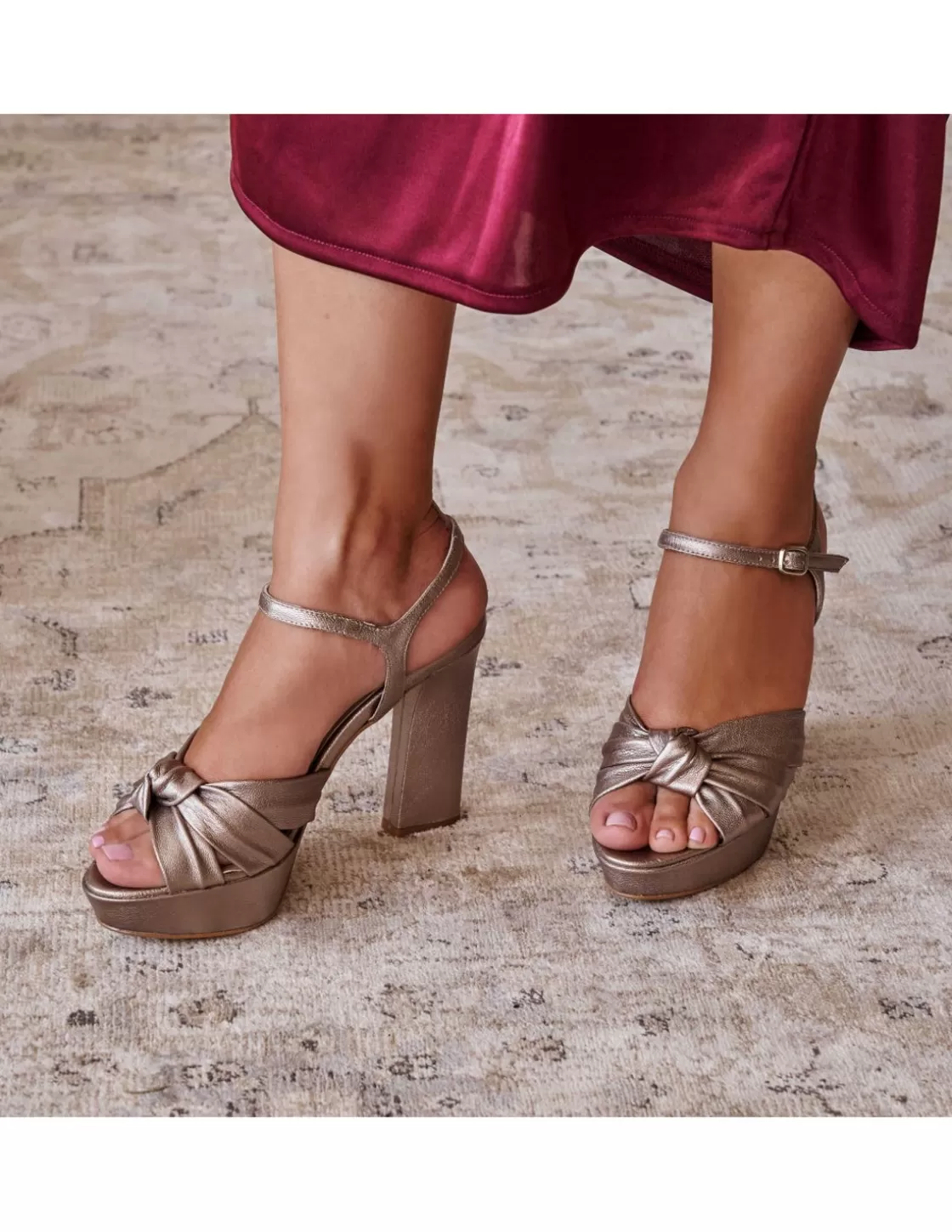 MONPIEL Women'S Heeled Sandals^Knot Platform Heel Sandal Nara