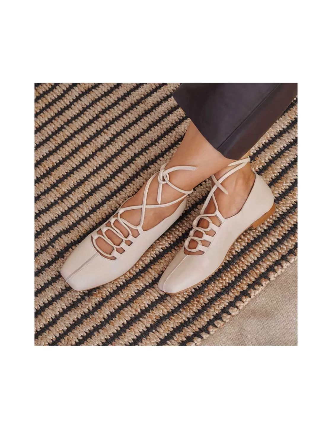MONPIEL Ballet Flats Woman^Lace-Up Ballerina Camille Beige