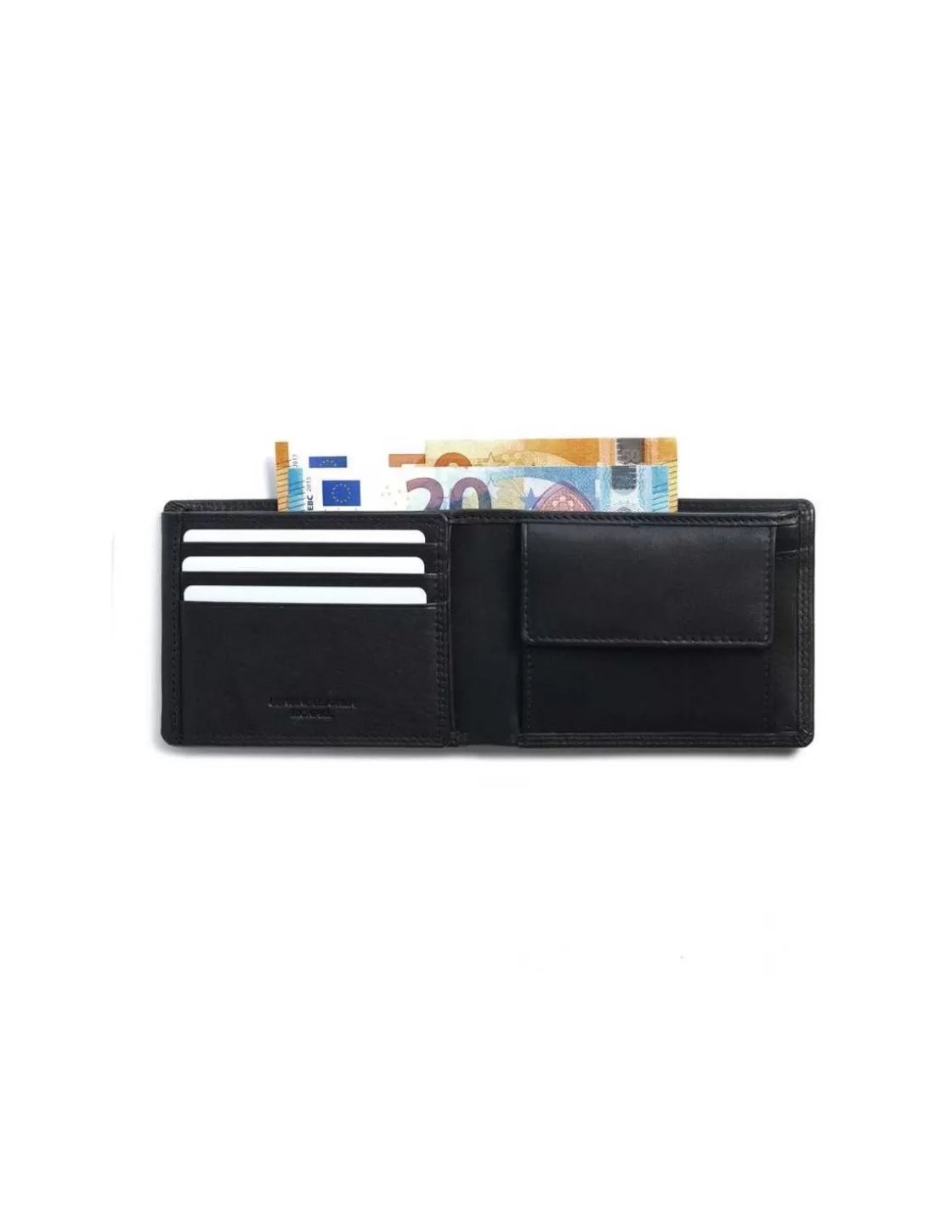 MONPIEL Men'S Leather Wallets^Large American Double Stitched Wallet With Coin Pocket Sky Black