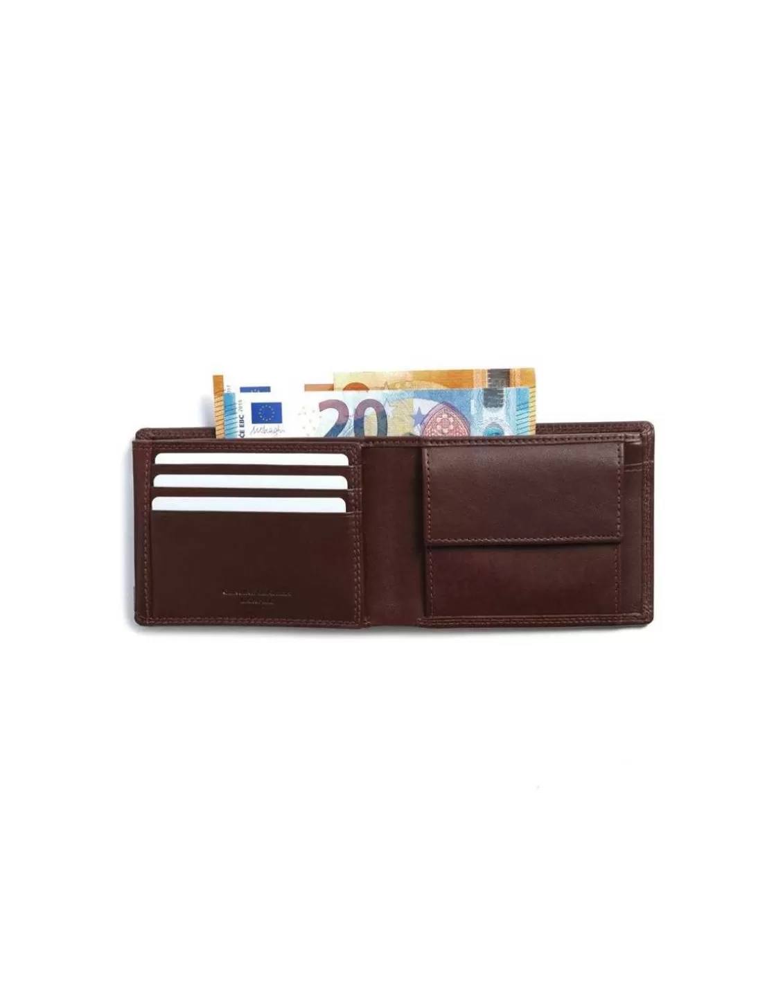 MONPIEL Men'S Leather Wallets^Large American Double Stitched Wallet With Coin Pocket Sky Brown