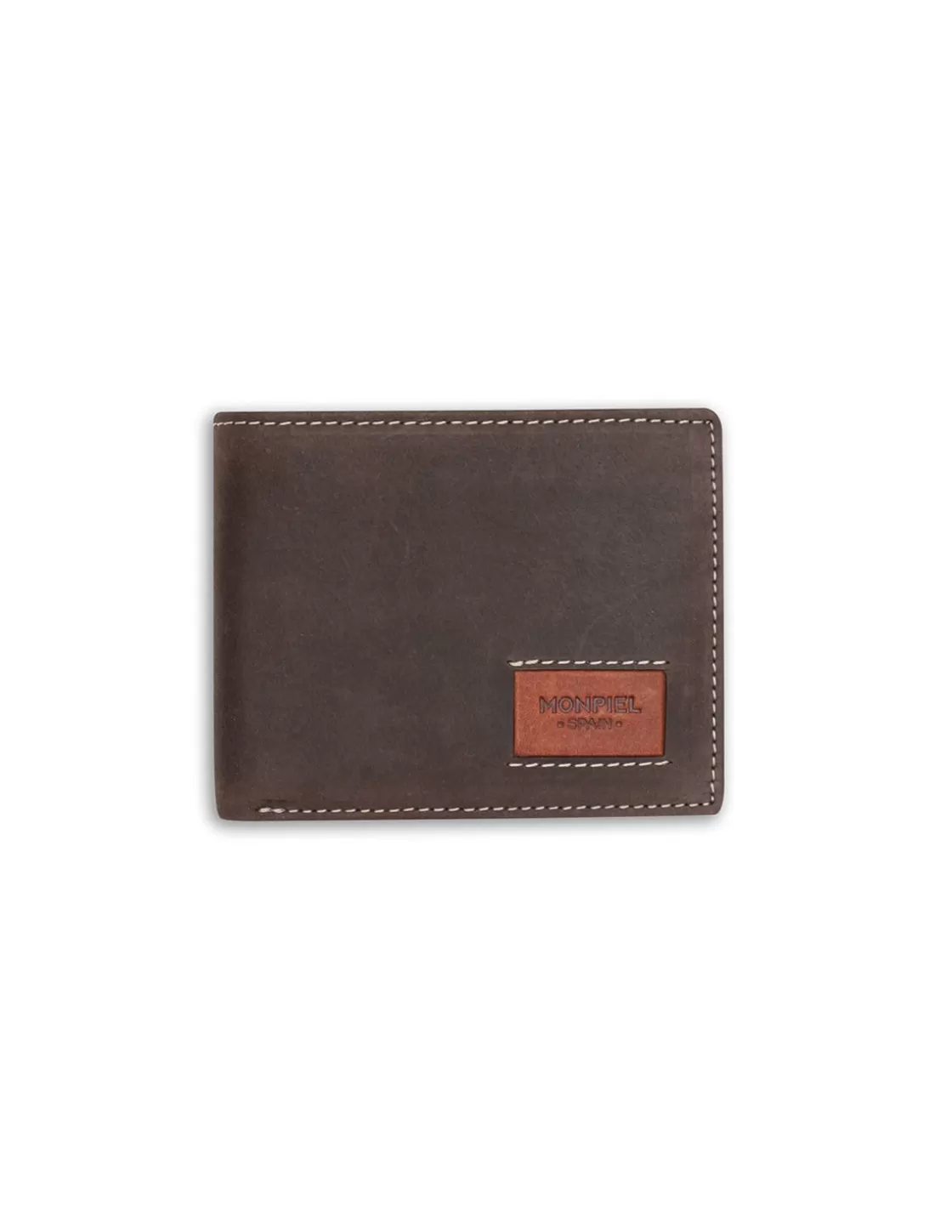 MONPIEL Men'S Leather Wallets^Large American Wallet Patch With Logo Brown