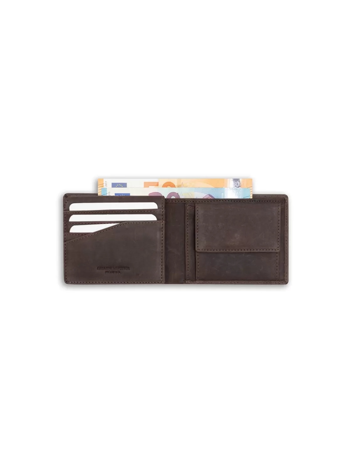 MONPIEL Men'S Leather Wallets^Large American Wallet Patch With Logo Brown