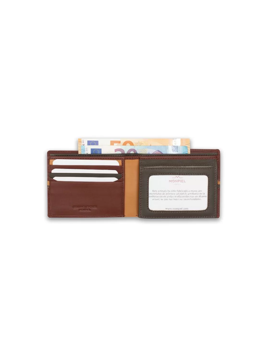 MONPIEL Men'S Leather Wallets^Large American Wallet With Color Stripes Havana