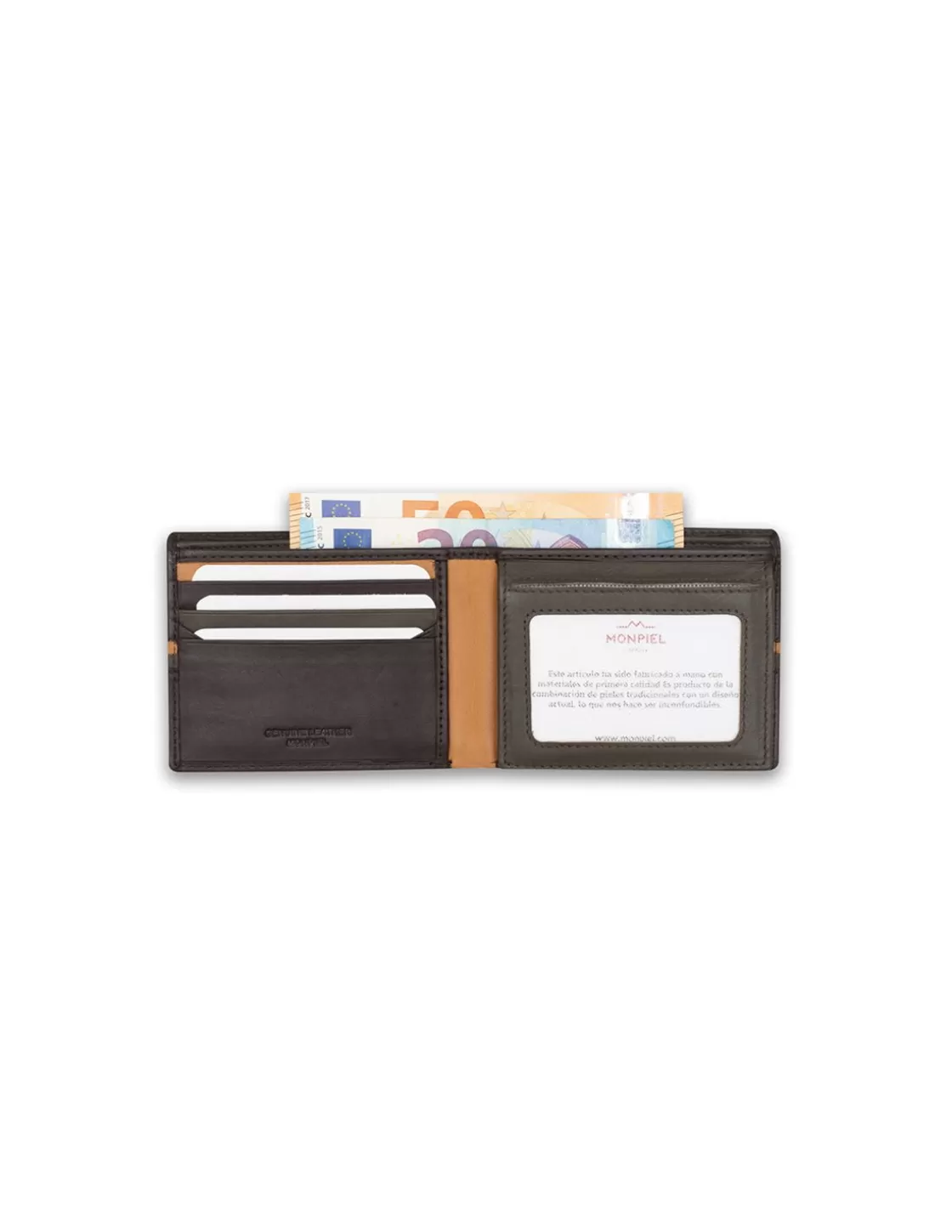MONPIEL Men'S Leather Wallets^Large American Wallet With Color Stripes Brown