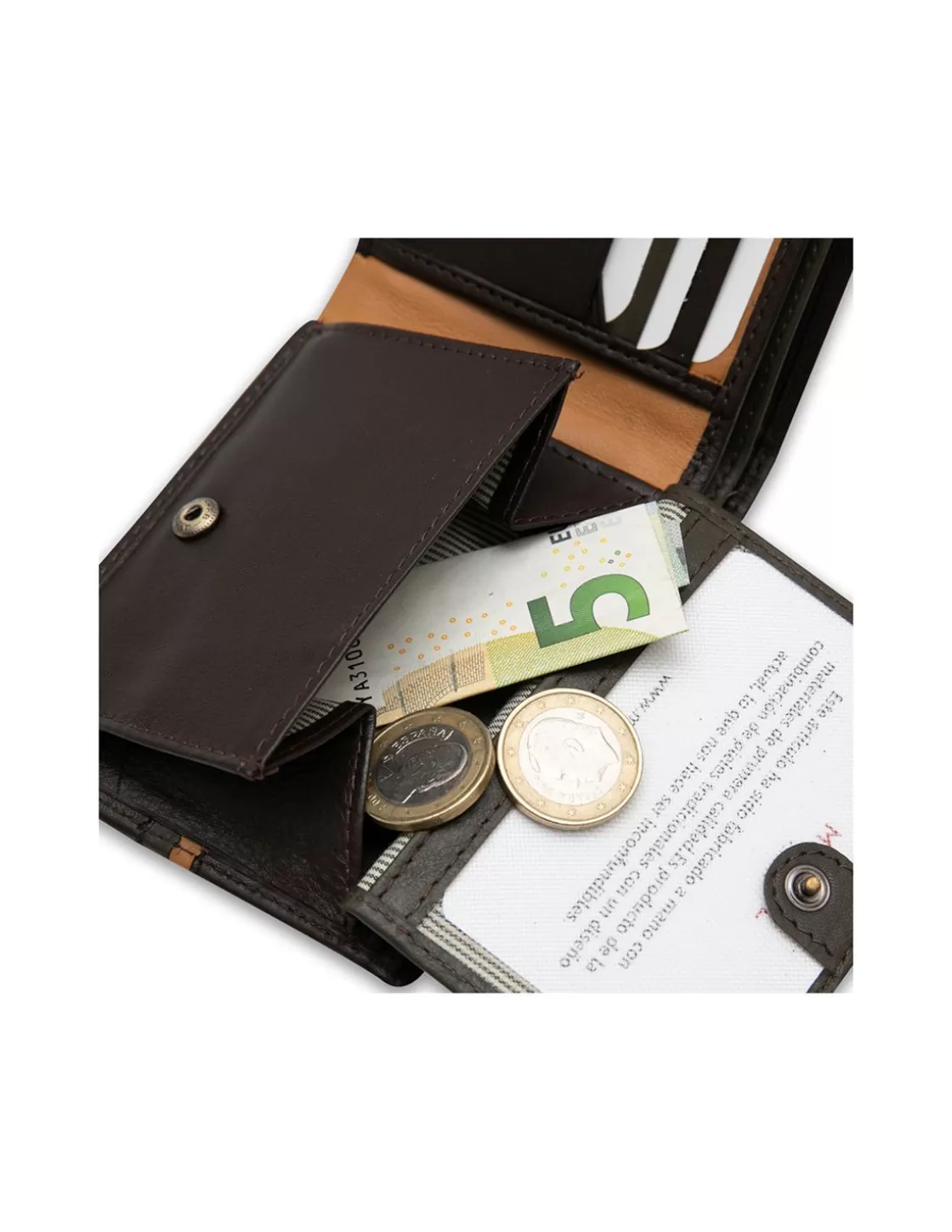 MONPIEL Men'S Leather Wallets^Large American Wallet With Color Stripes Brown