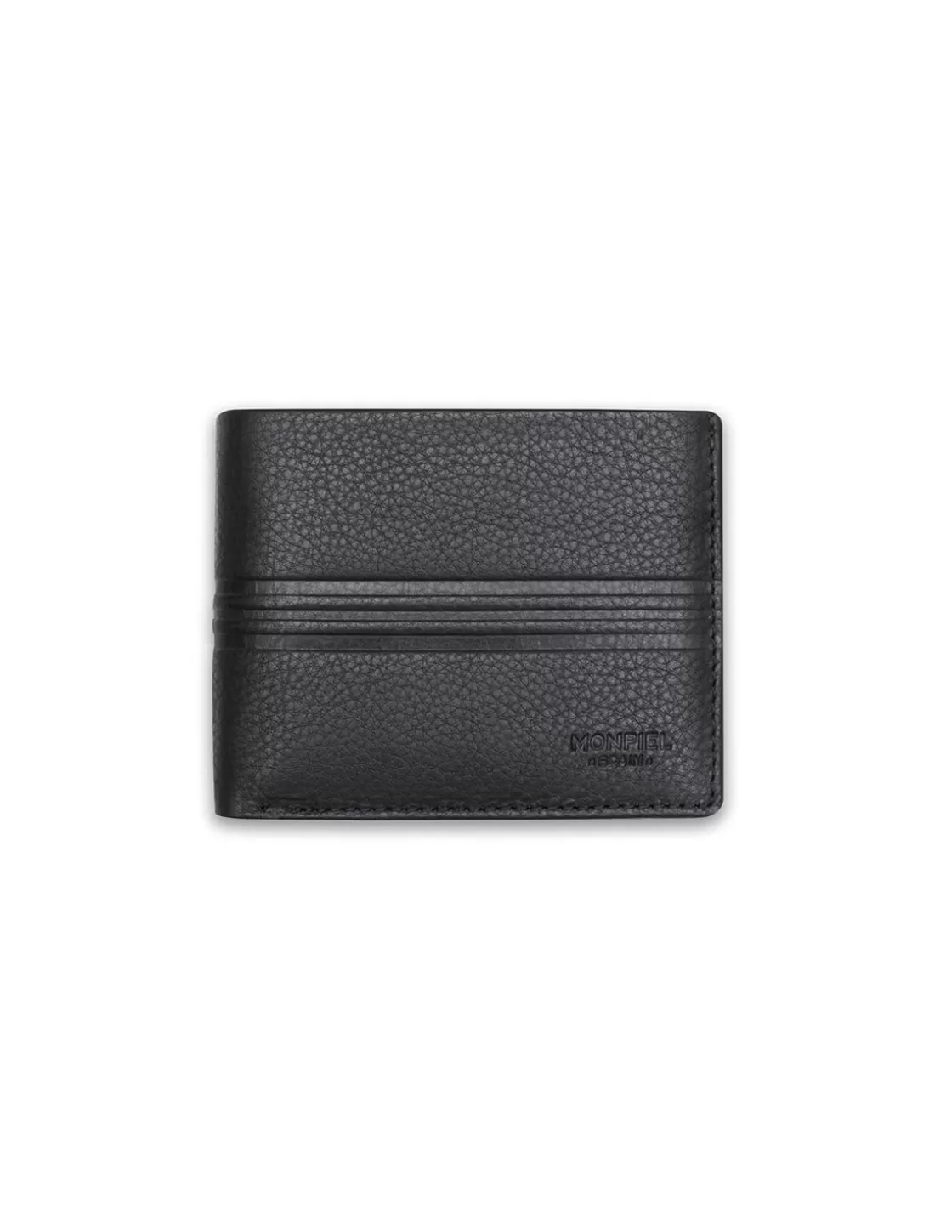 MONPIEL Men'S Leather Wallets^Large American Wallet With Stamped Wallet Black