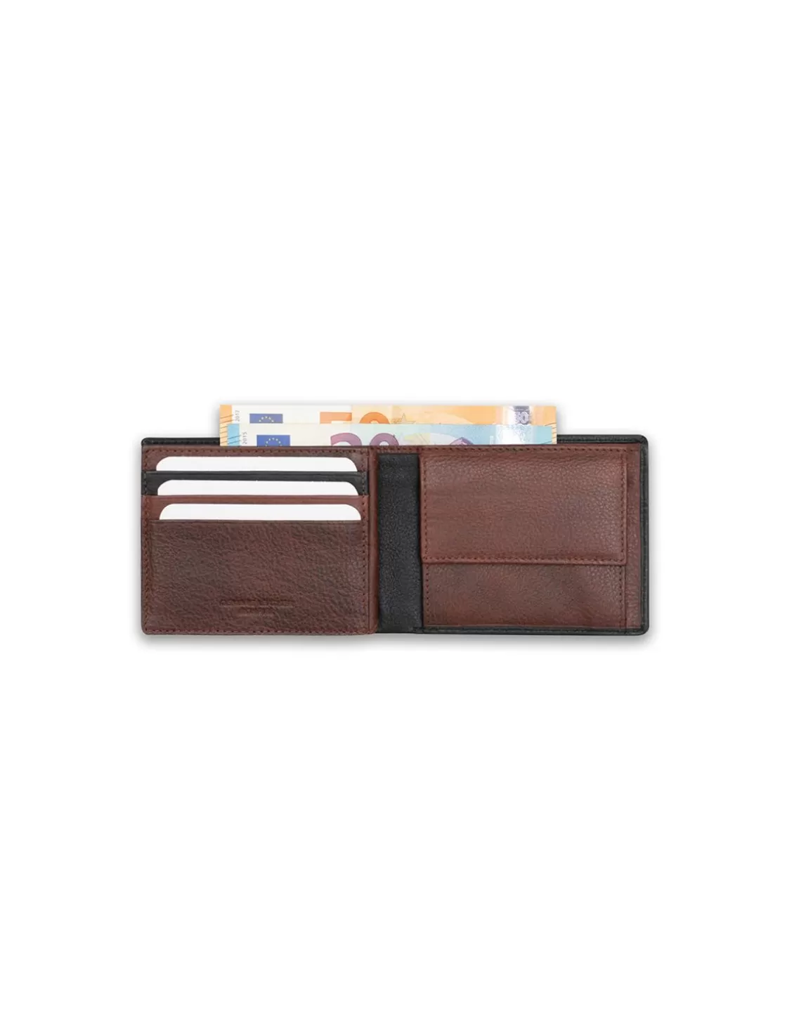 MONPIEL Men'S Leather Wallets^Large American Wallet With Stamped Wallet Black