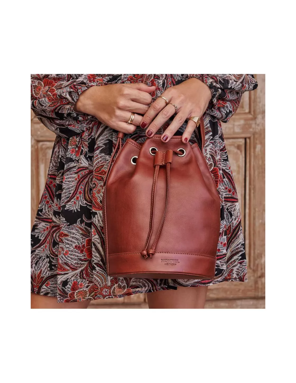 MONPIEL Women'S Leather Bag^Large Bucket Bag Leather