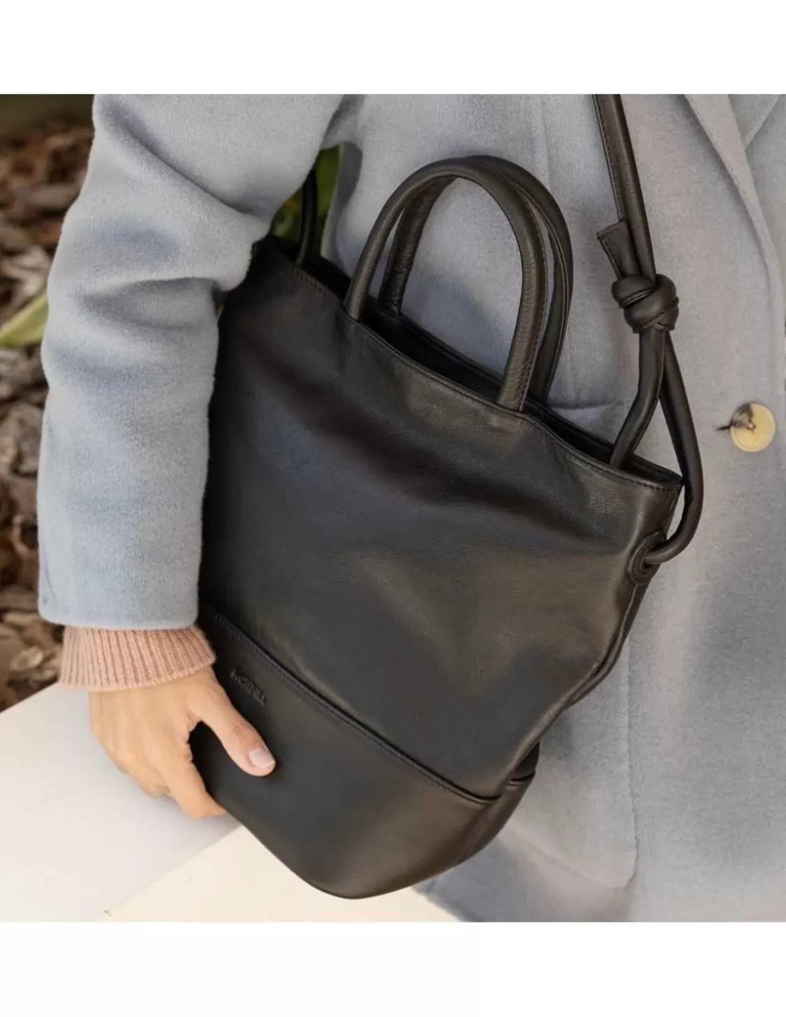 MONPIEL Women'S Leather Bag^Large Hobo Bag Knots Black