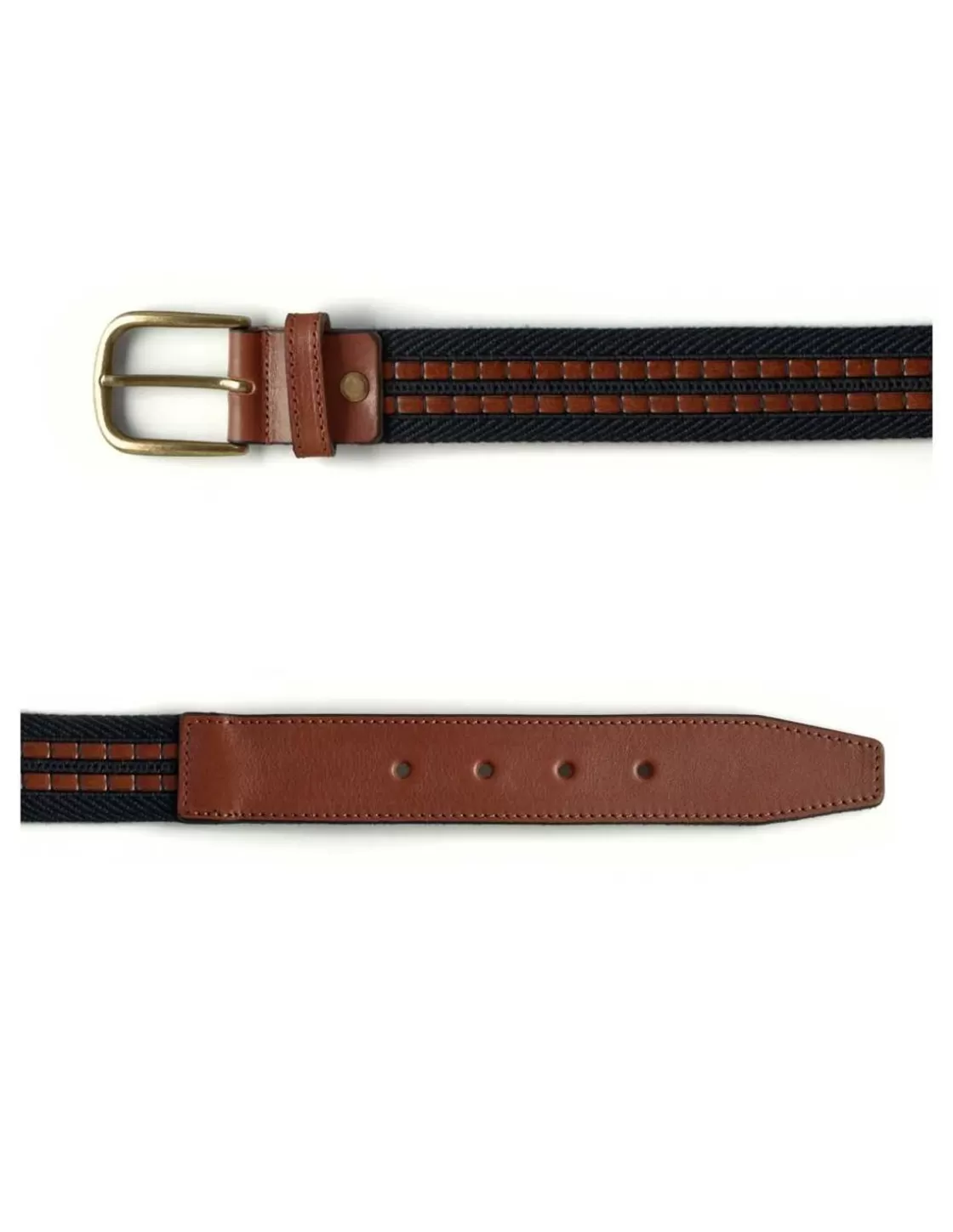 MONPIEL Men'S Leather Belts^Leather & Canvas Belt Navy