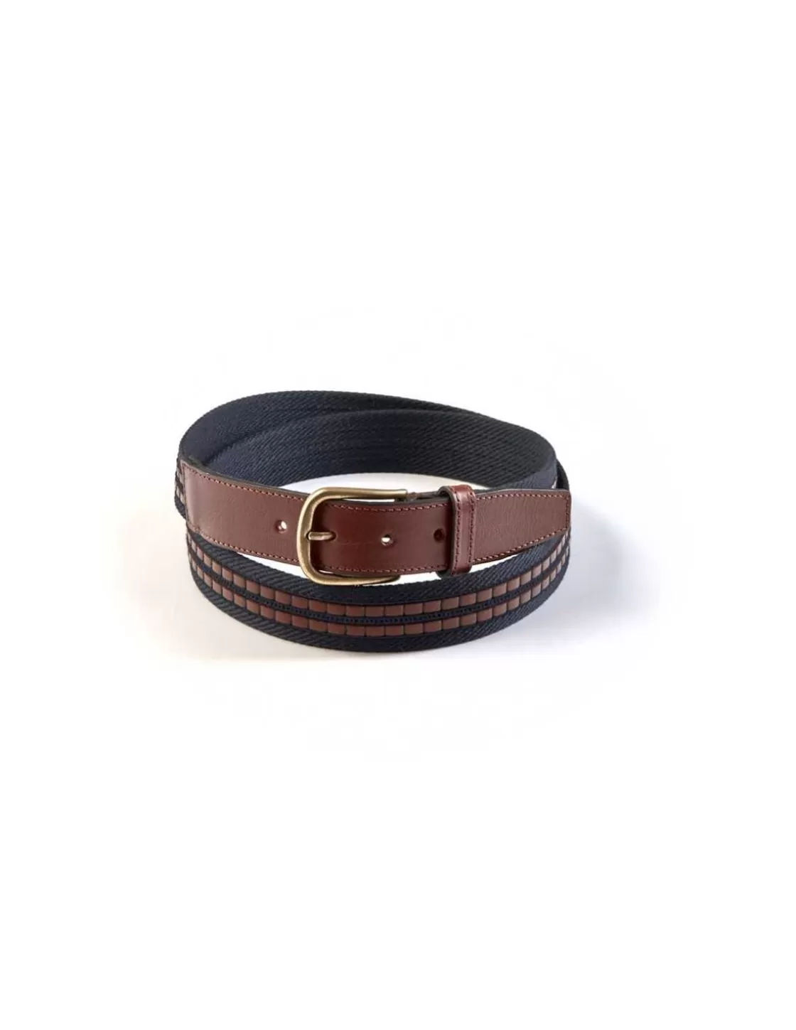 MONPIEL Men'S Leather Belts^Leather & Canvas Belt Navy